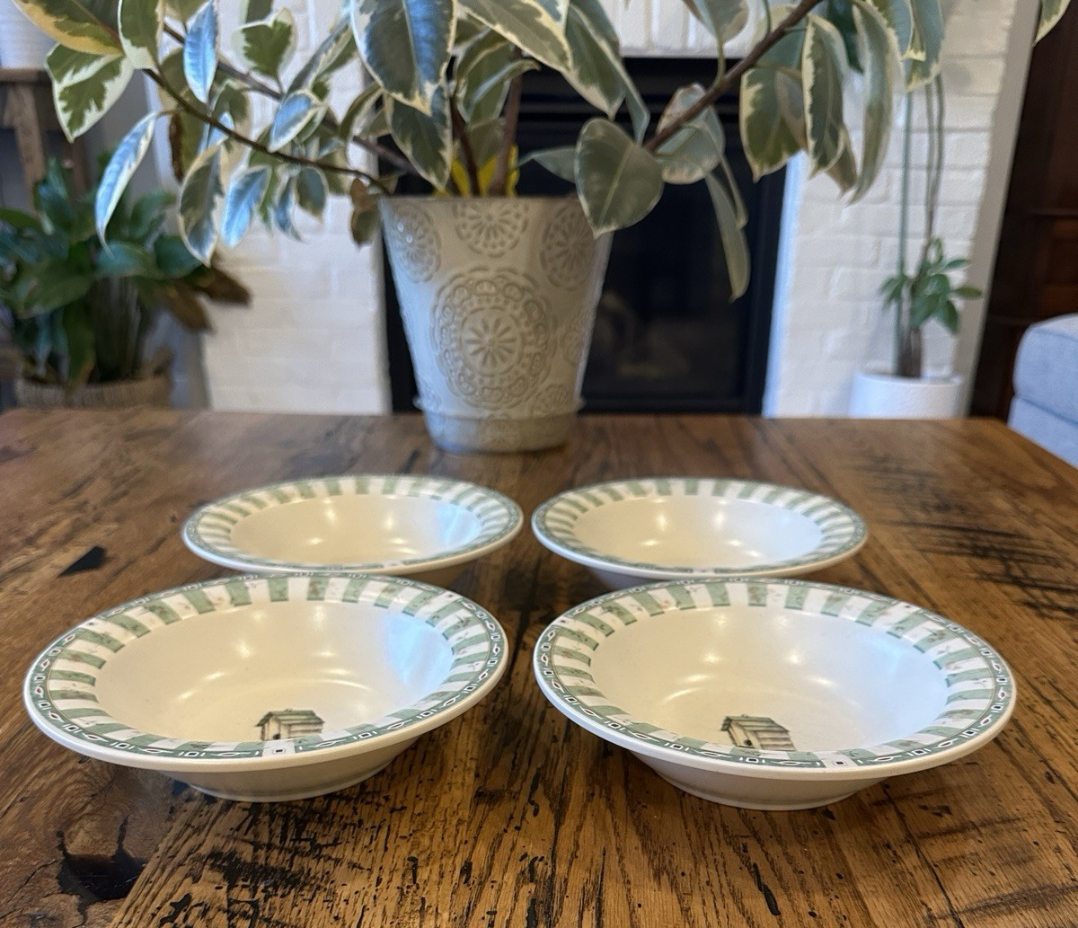 Set Of 4 Pfaltzgraff Naturewood 7¼” Soup/Cereal Bowls Rimmed FREE SHIPPING USA