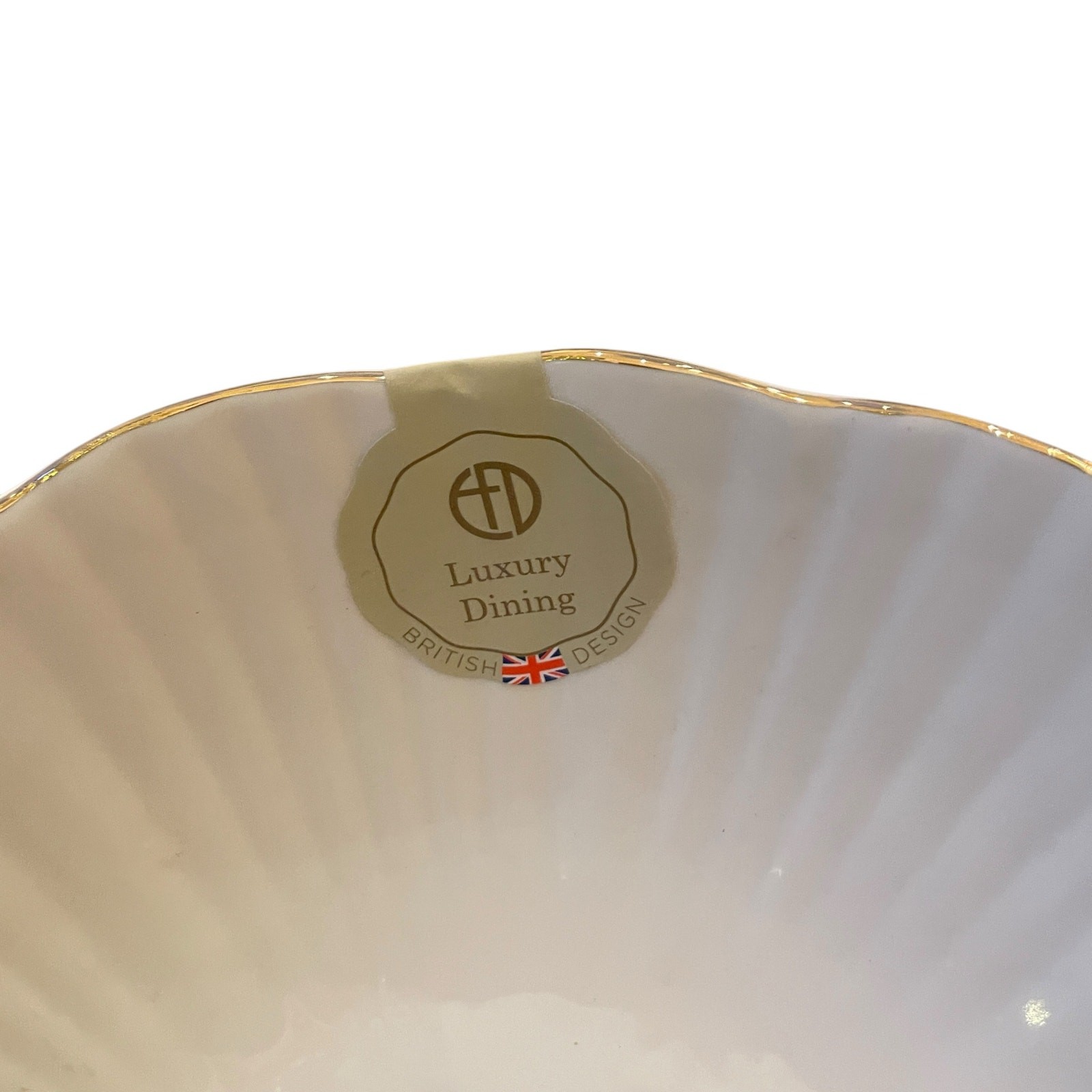 Eaton Fine Dining Porcelain 8.5in Pasta Bowl Set of 4 Aubrey White Gold Trim New
