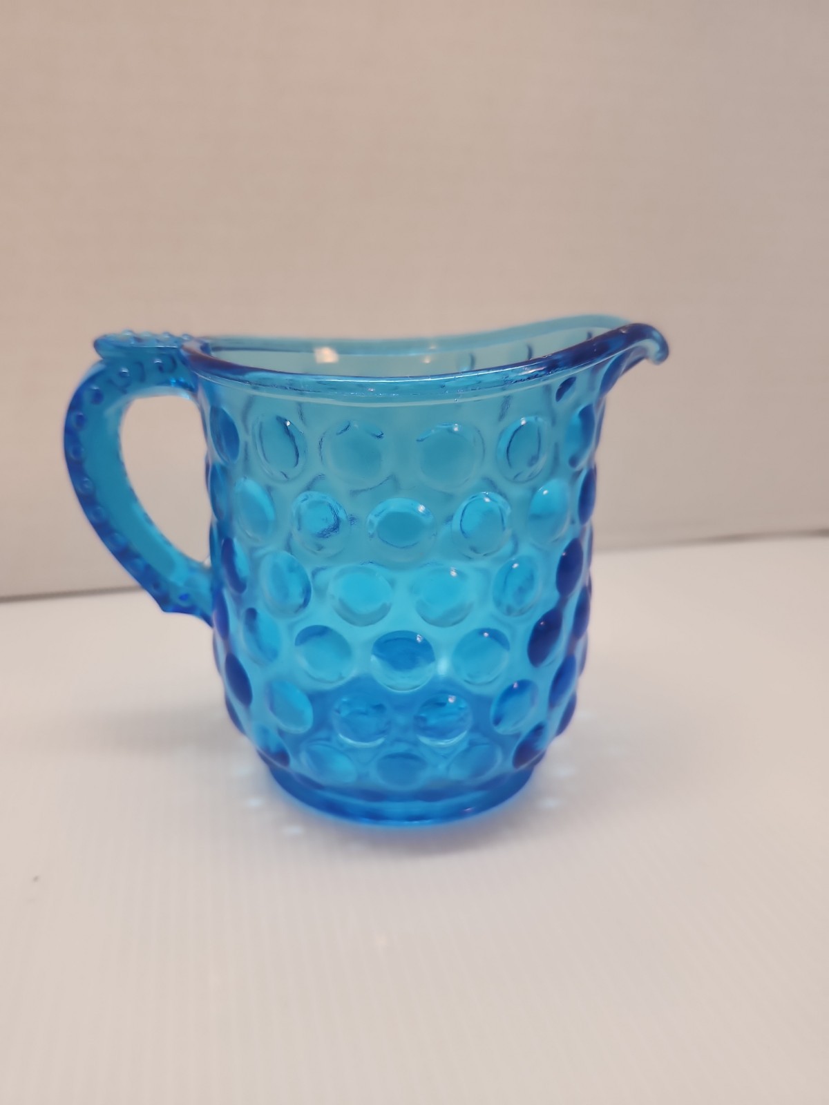 Vintage Blue Hobnail Small Pitcher Or Creamer 4.25″ Tall