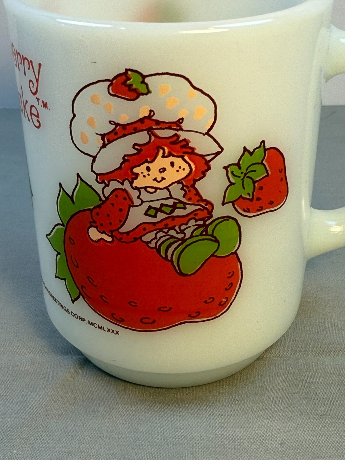 1980 Strawberry Shortcake Fire King Mug Anchor Hocking Milk Glass