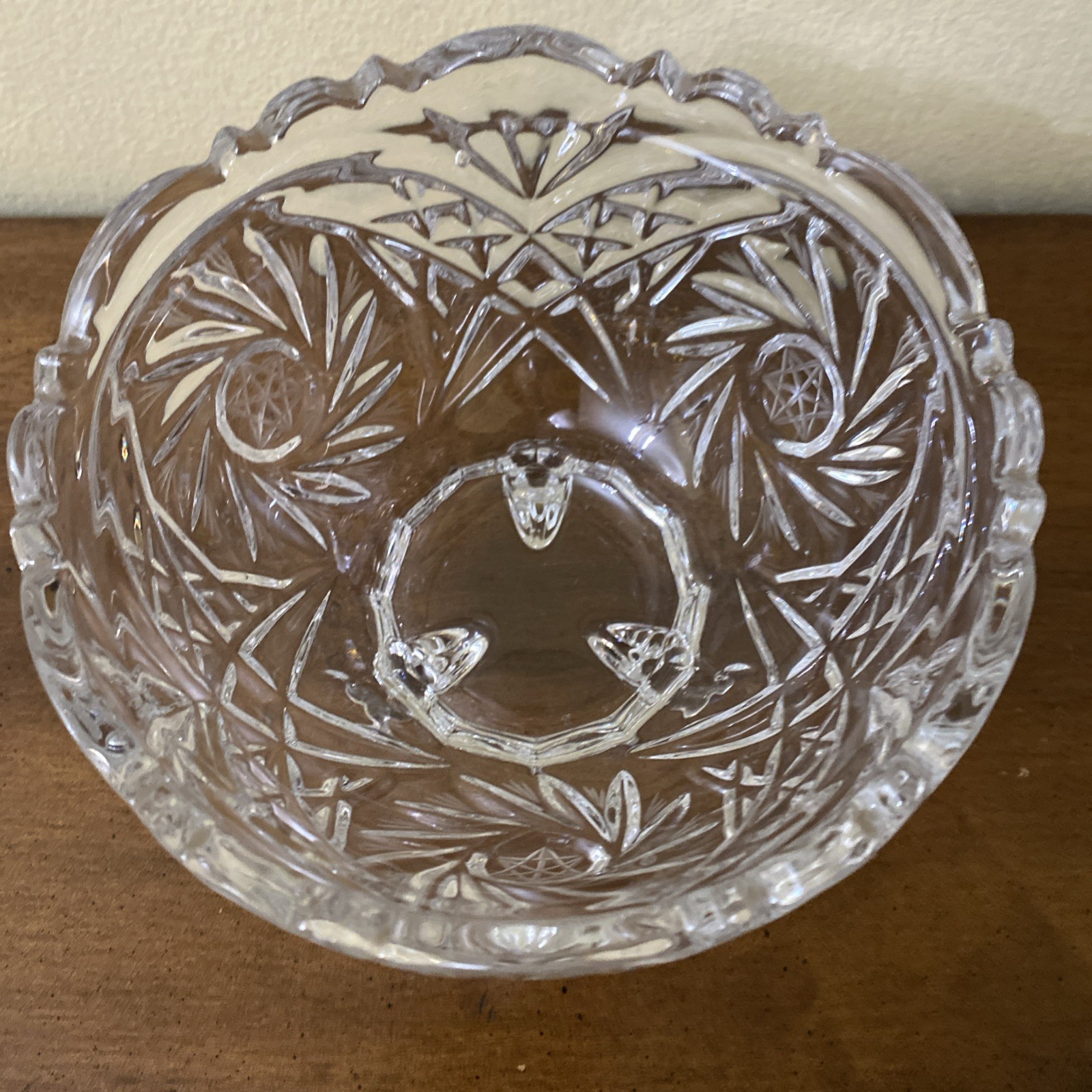 Crystal Candy Dish Star Of David 3 Footed Vintage Heavy 5.5 X 4“ High Polished
