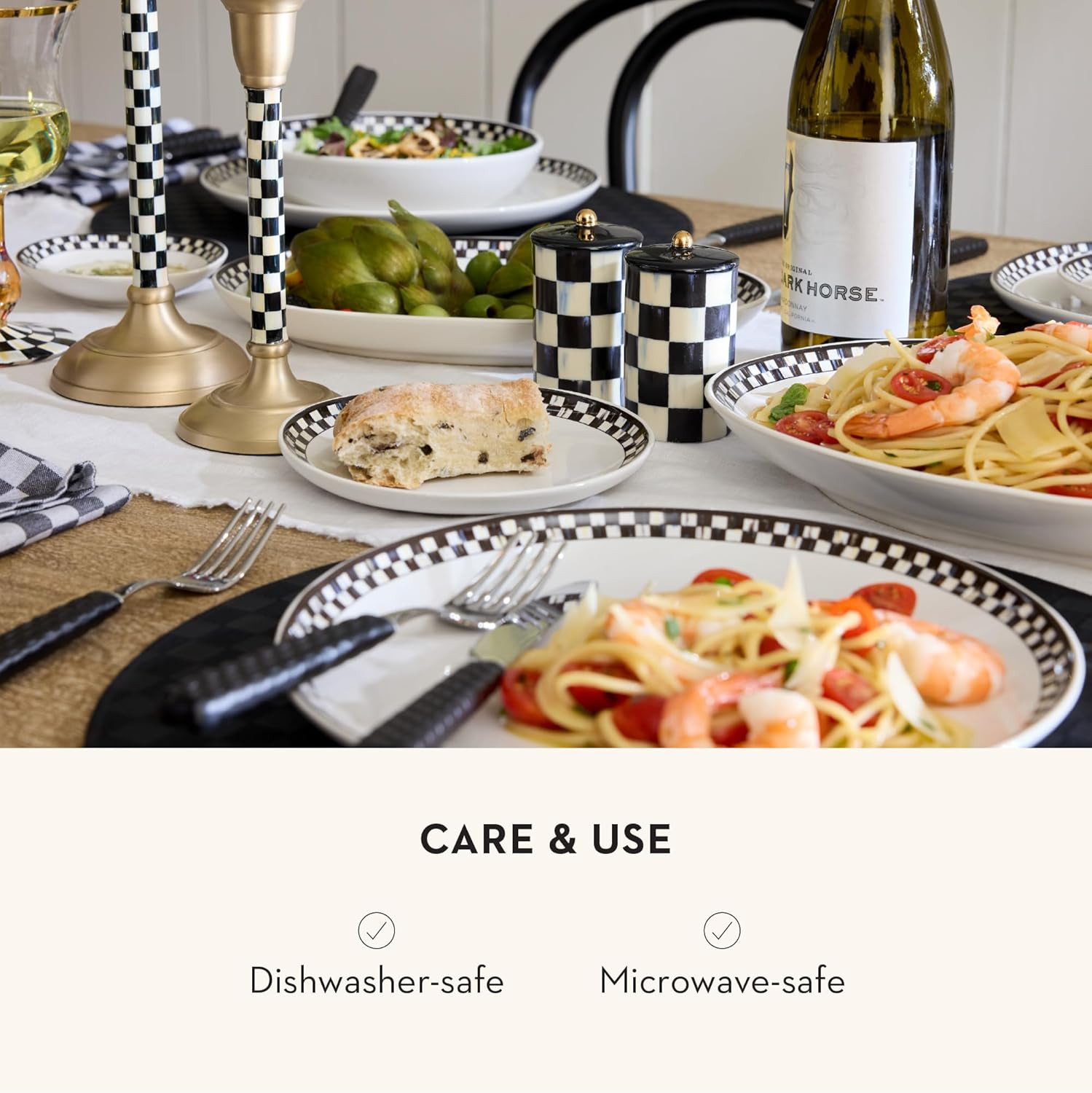Set of 4 Courtly Check Salad Plates, Microwave & Dishwasher Safe