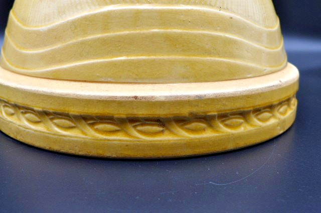 Antique 1920’s McCoy Pottery Yellowware Mixing Bowl Sunrise / Sunburst XL 11.5″