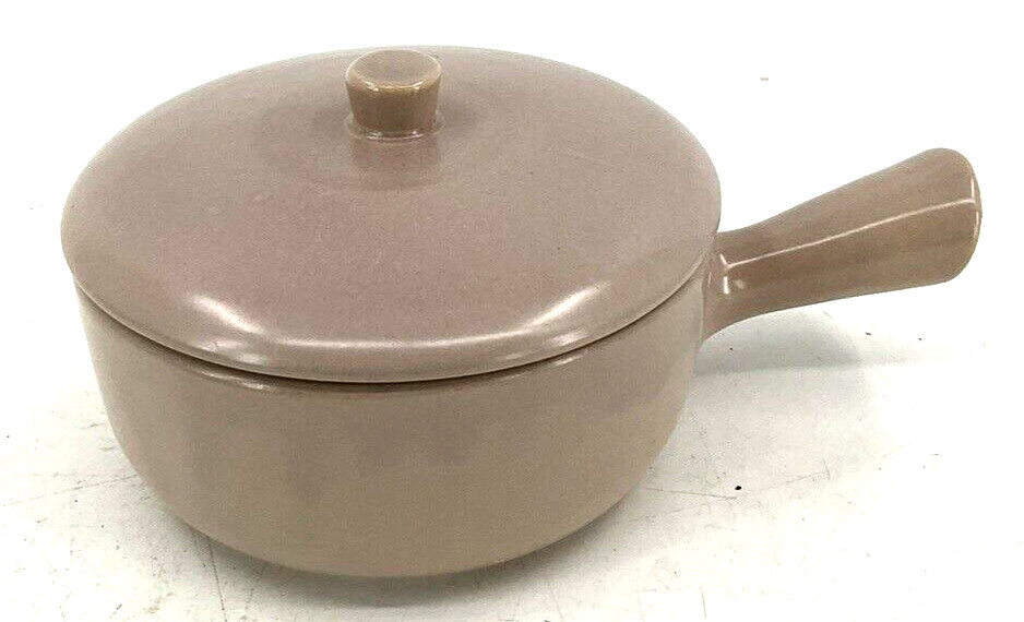Vtg La Solana Clay Pottery Pink 7″ Individual Serving Casserole Covered Bowl