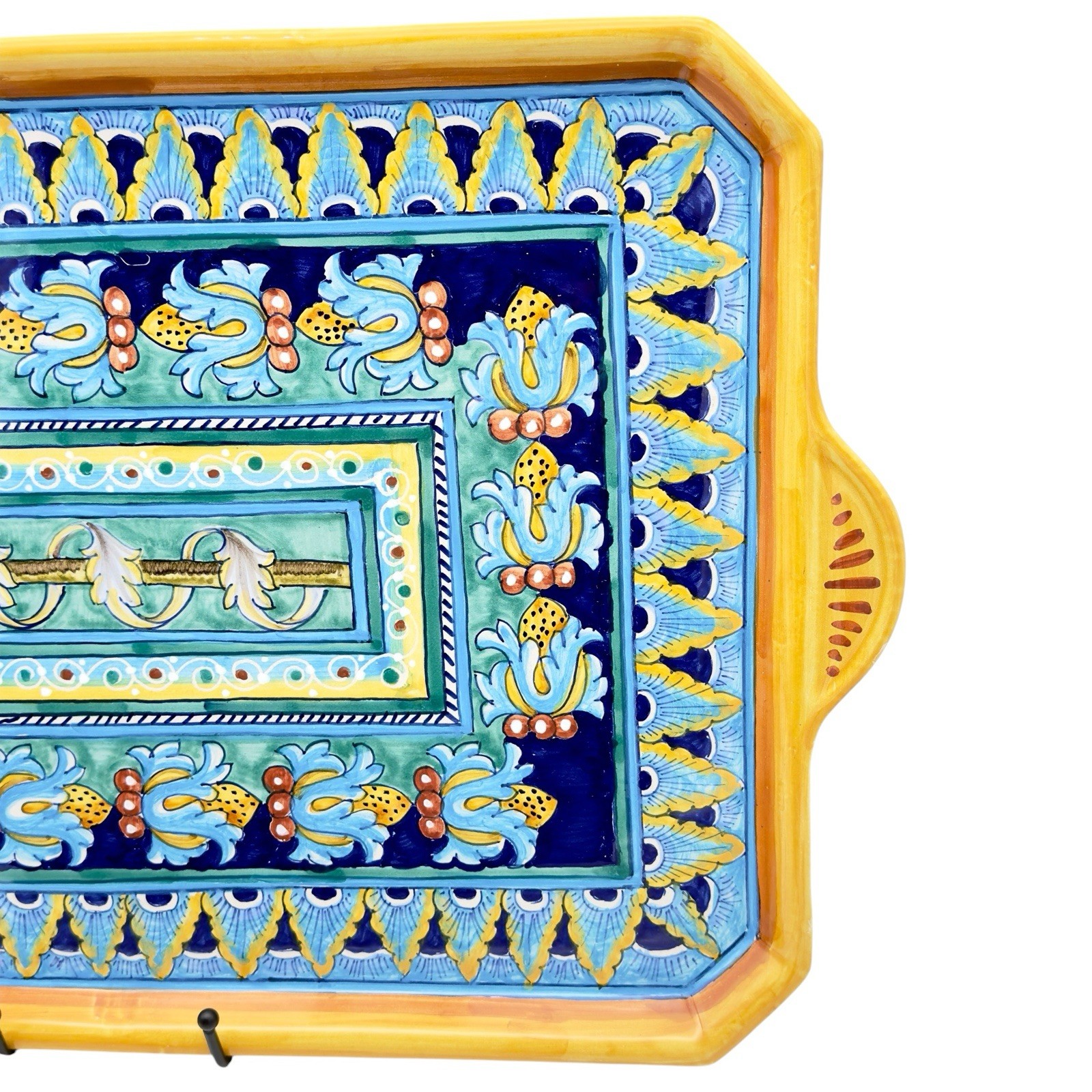 Italian Deruta Majolica Pottery Platter Hand Painted Rectangular Serving Tray
