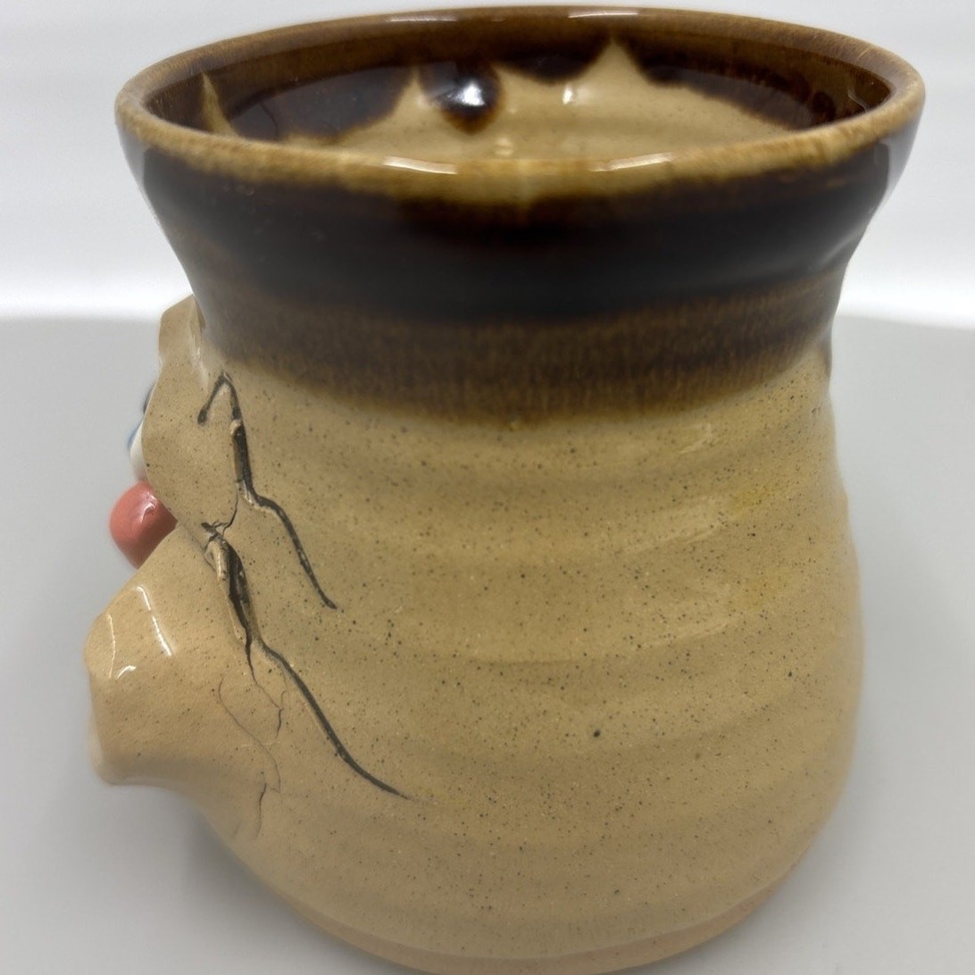 Pretty Ugly Pottery Mug Wales Vintage Glazed Stoneware Novelty Funny Face Cup