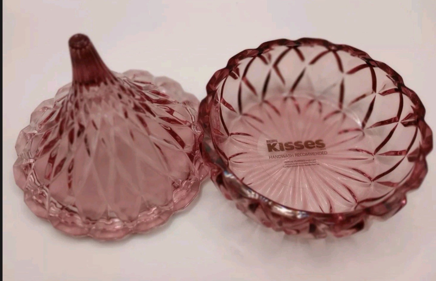Hershey’s Kiss Pink Crystal Covered Candy Dish Godinger Pink/Blush *NIB*