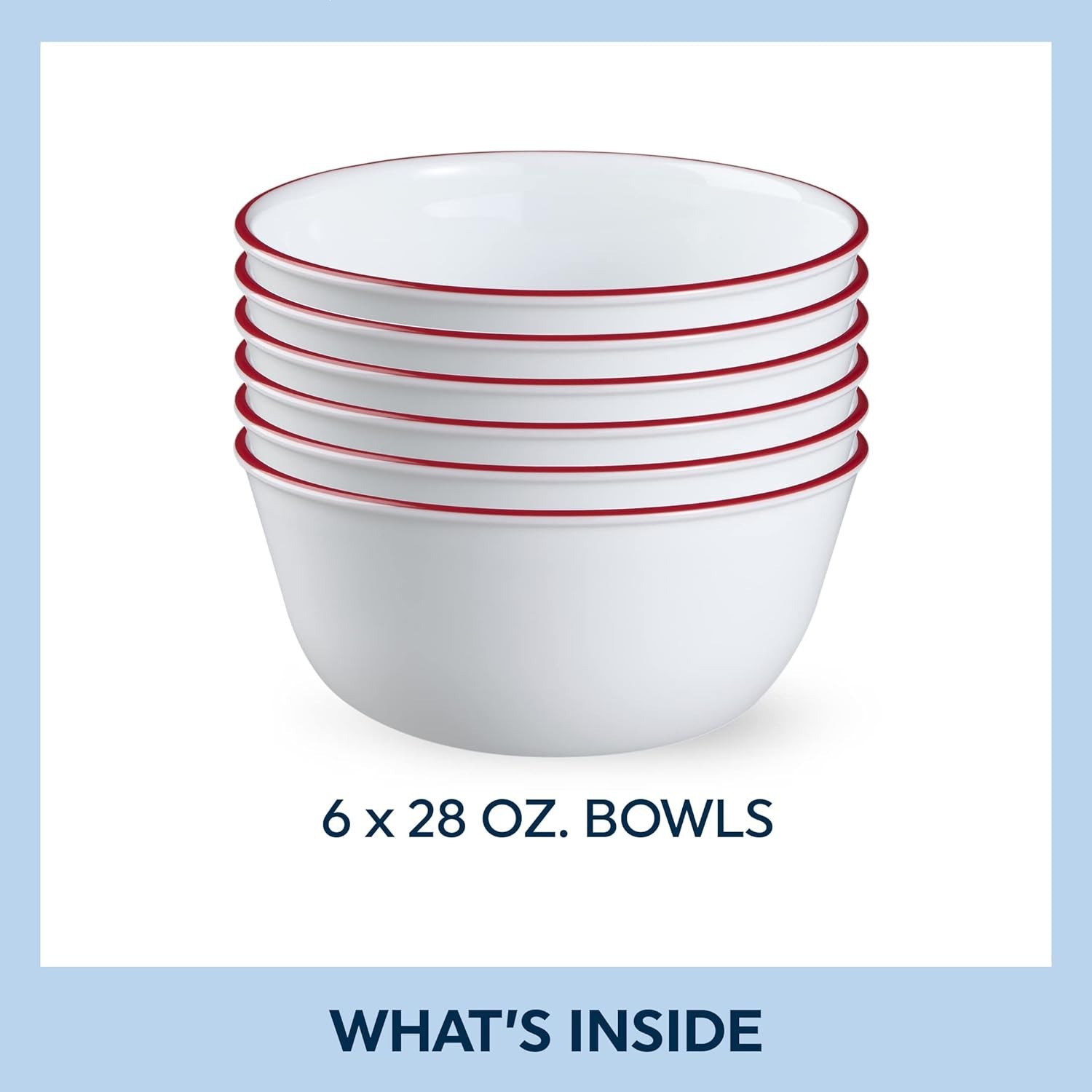 Glass 28oz Red Band Bowl 6pk
