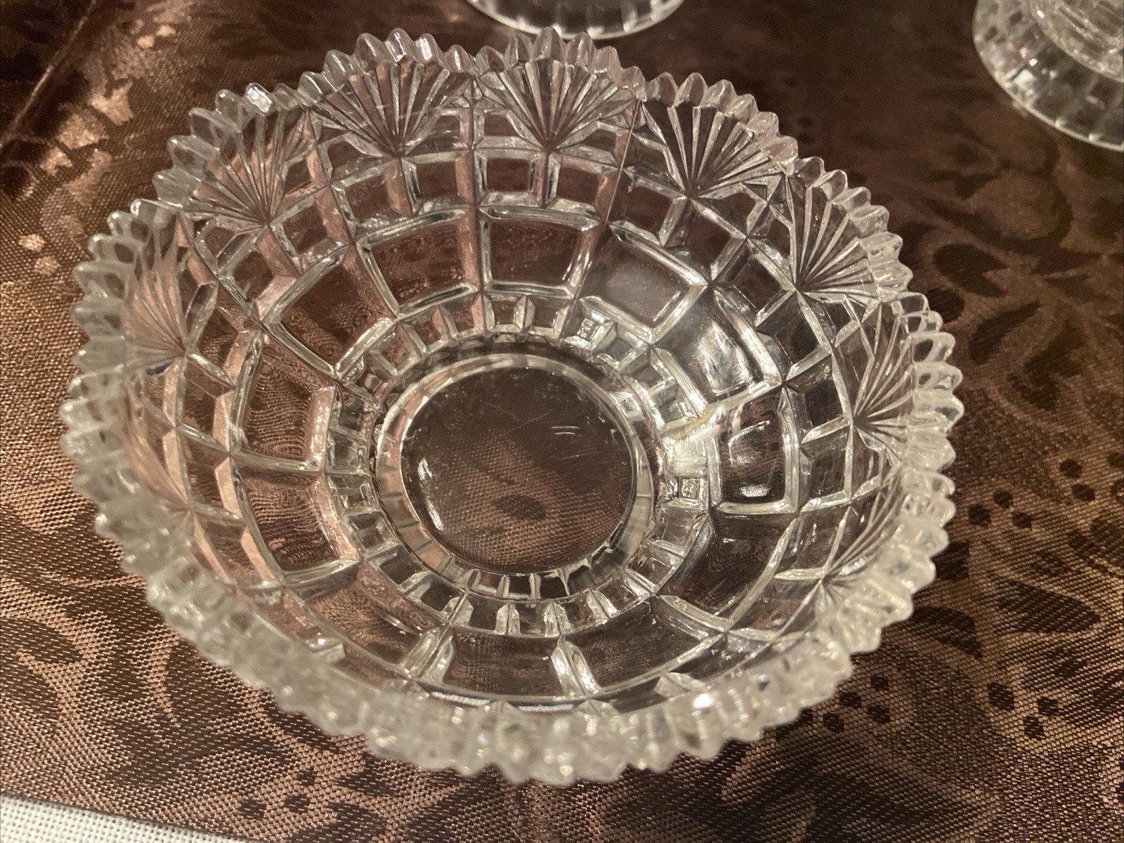 Vintage 4 American Brilliant Round Bowl APB Cut Crystal Glass Dessert