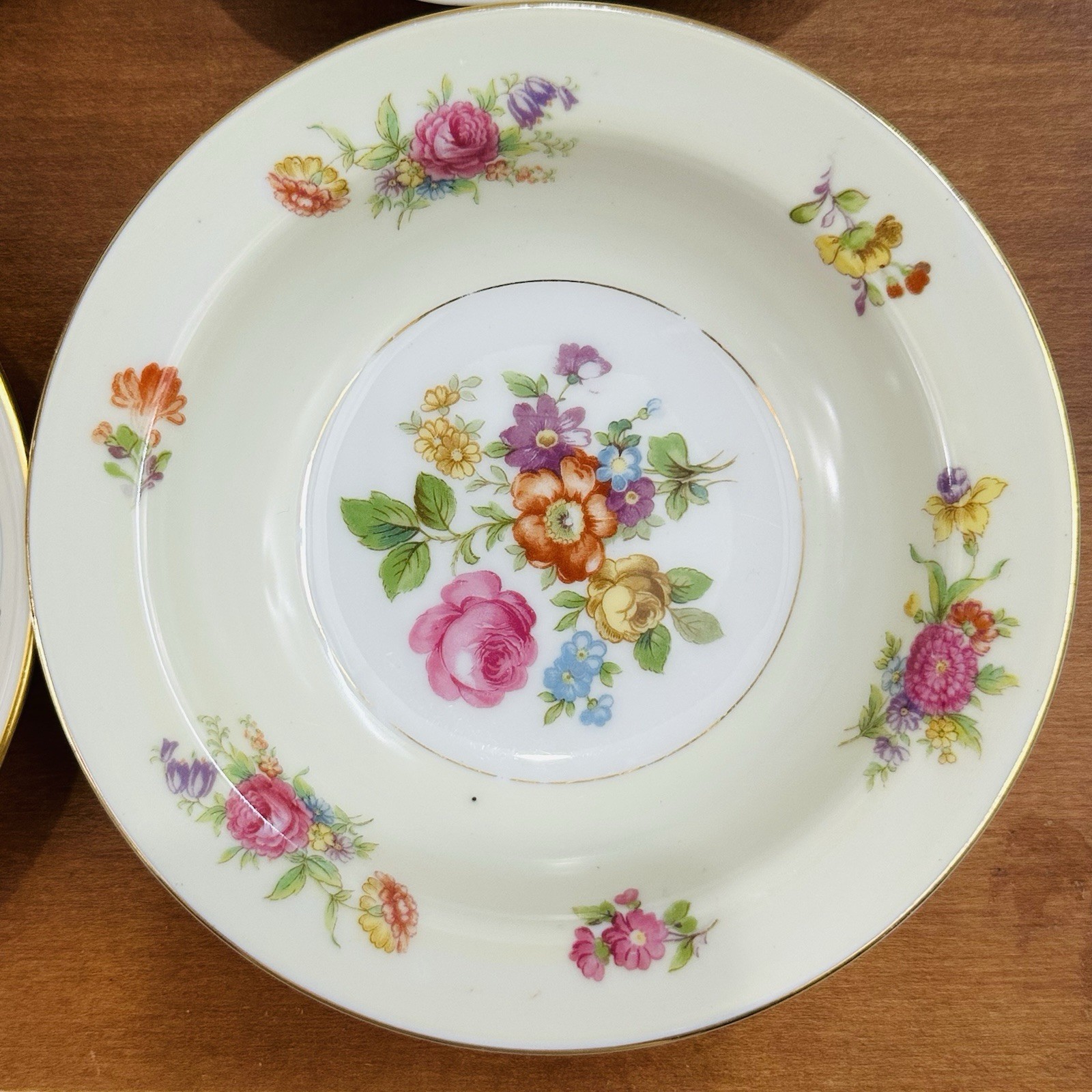 4 Vtg Mismatched China Dessert Bowls Bowl Set Mixed Rose Gold Pink Floral