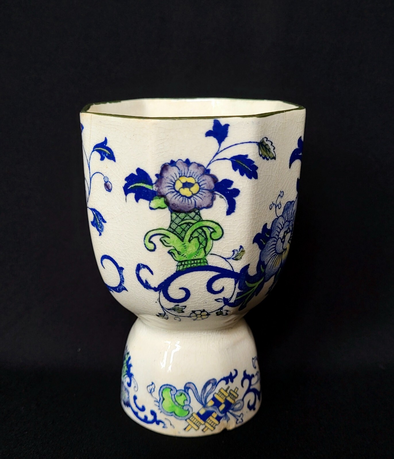 Antique Royal Doulton Burslem NANKIN Floral Porcelain Double Cup England c1900