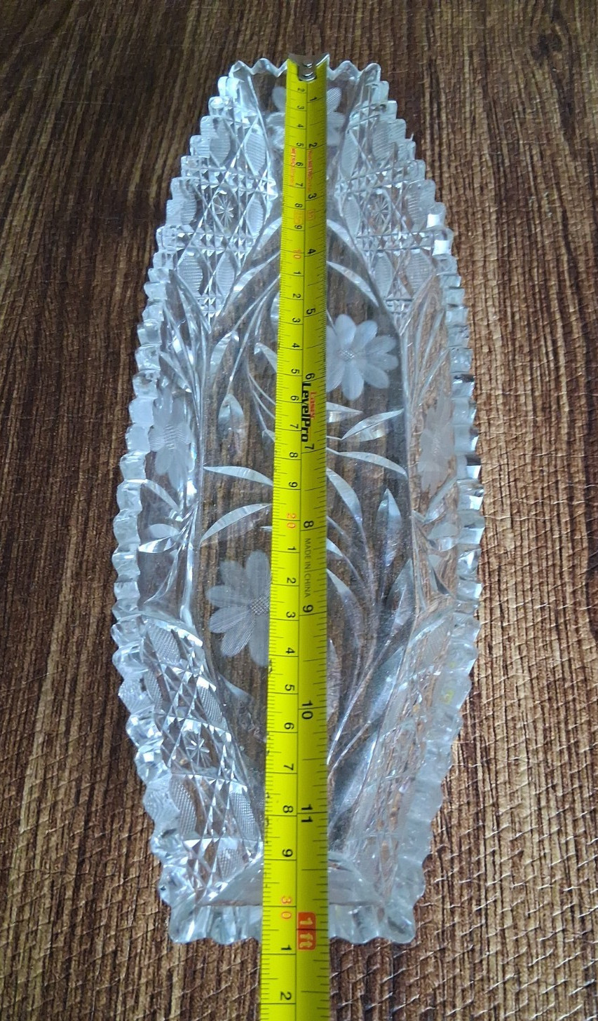American Brilliant Period Cut Glass Crystal Celery Dish 12″ X 4.5″ Vintage