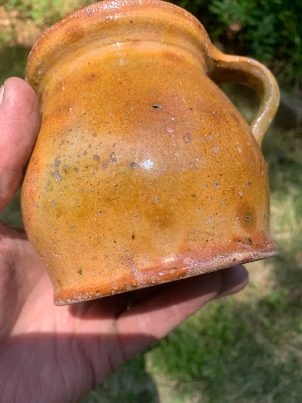 redware quart Pitcher Super Glaze no lid – flakes