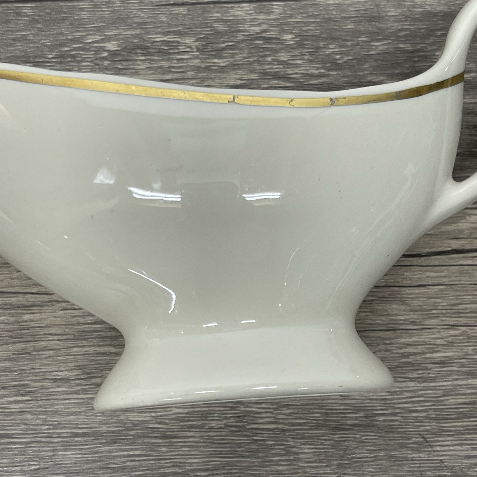 Vtg Mayer China Ivory Gravy Boat Gold Trim Beaver Falls PA #479 Restaurant Ware