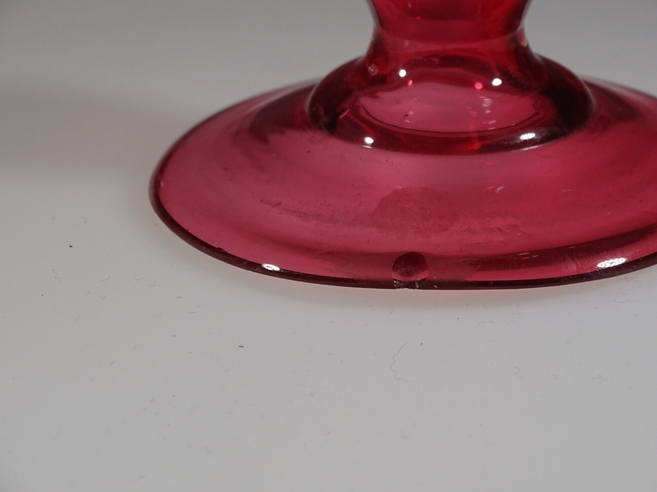 Matched Set of 2 British Victorian Cranberry Glass Compote Crimped Rim c.1895