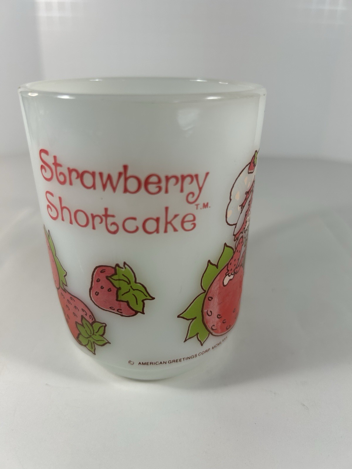1980 Strawberry Shortcake Fire King Mug Anchor Hocking Milk Glass