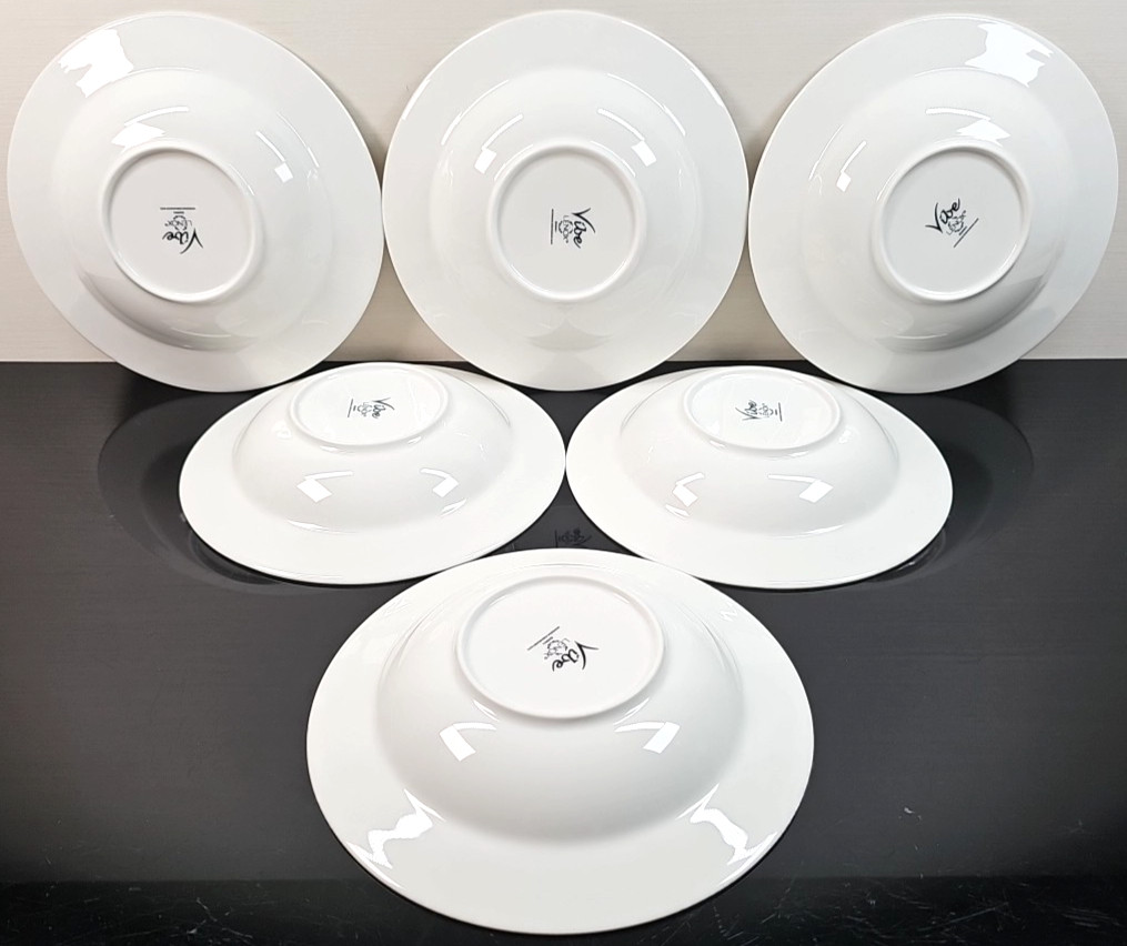 6 Lenox Vibe Rim Soup Pasta Bowl Set White Swirled Elegant Table Dining Dish Lot
