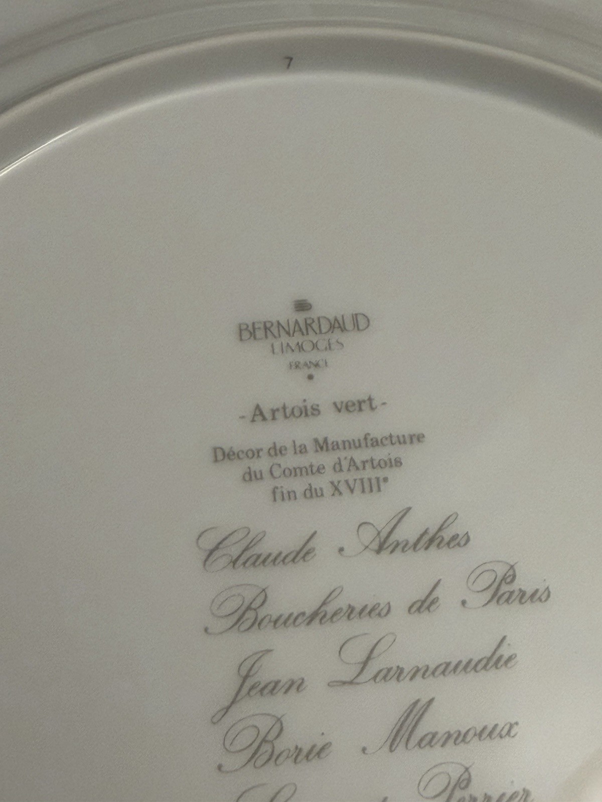 Rare Bernardaud Limoges Artois Vert Chronological Plate Set 1993-1995 Boxed Moet