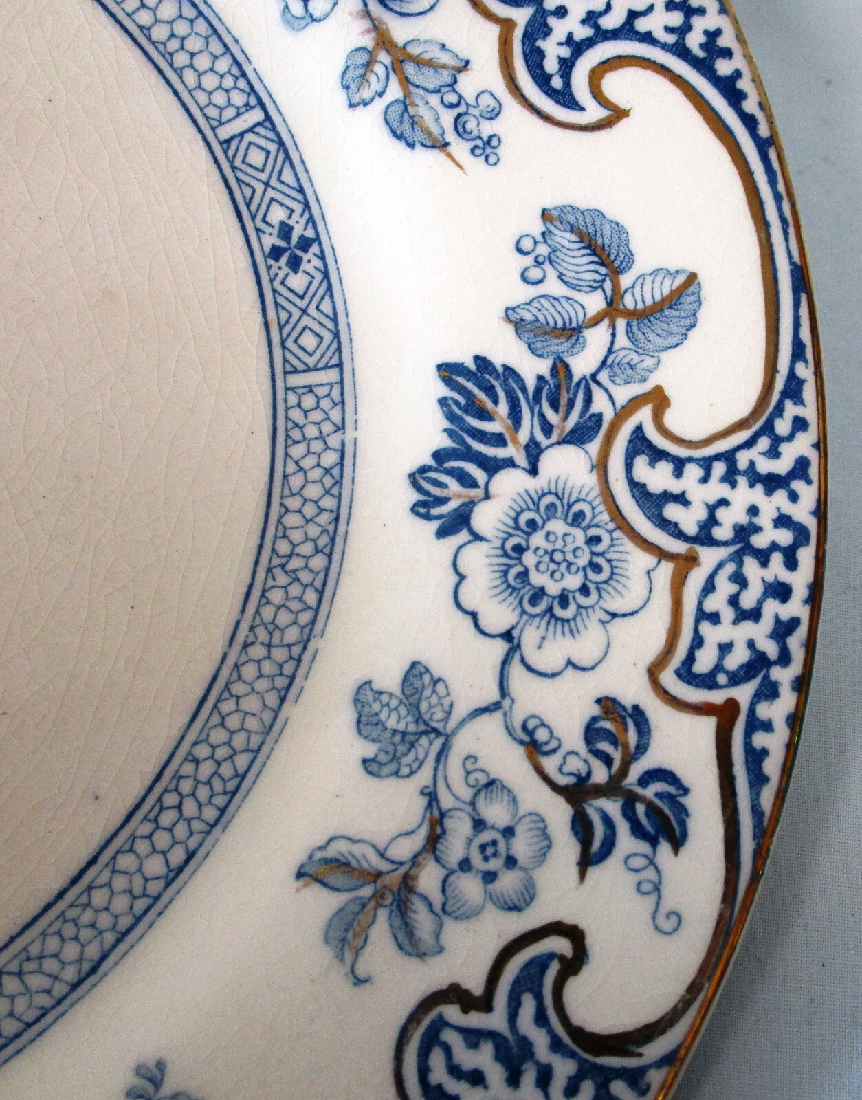 J & G Meakin Flow Blue With Gold Yokohama Salad Plate 9″ , Set of 9 “AS IS”