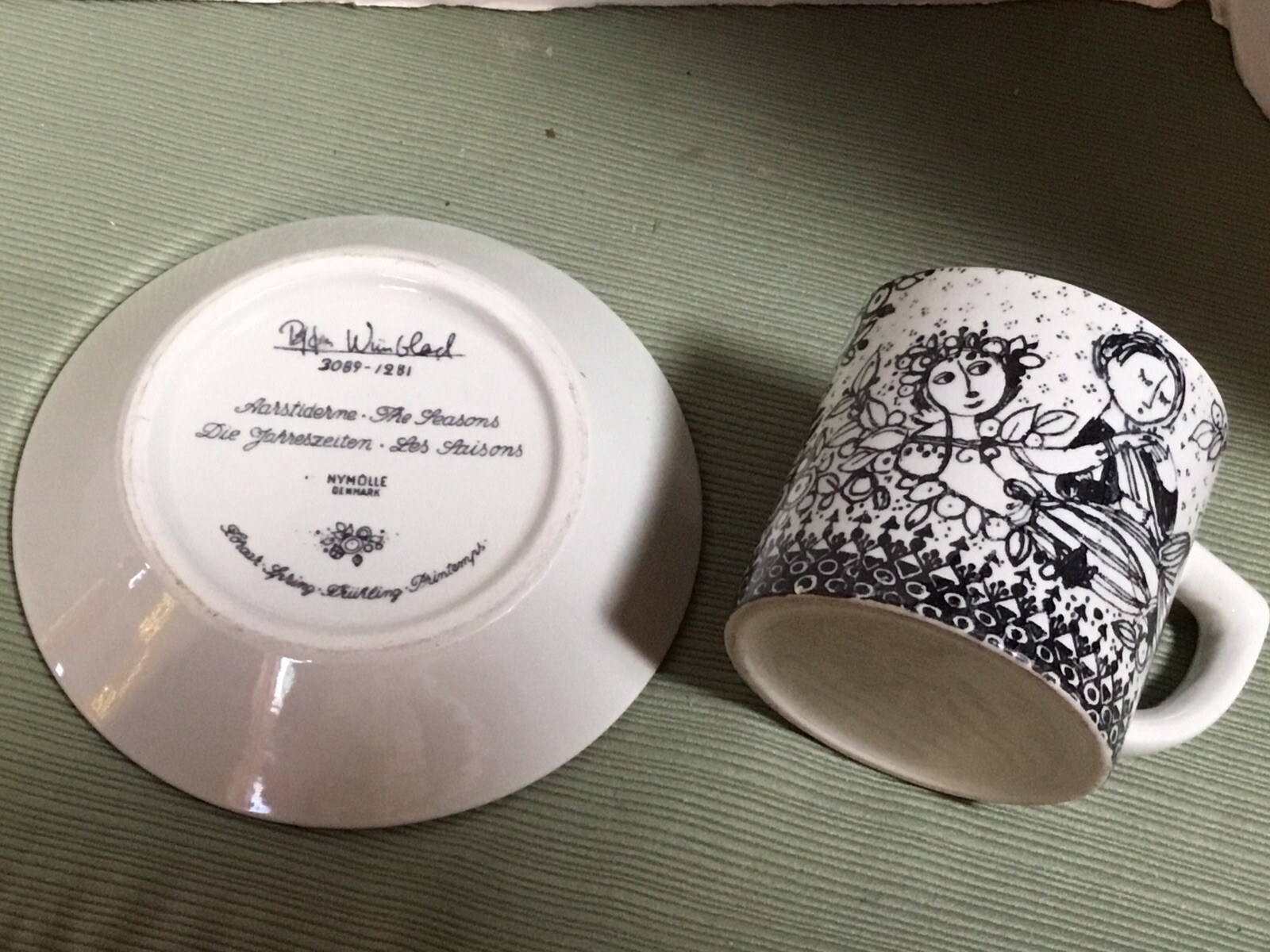 Bjorn Wiinblad Espresso Cup & Saucer The Seasons Spring 3089-1281 Denmark