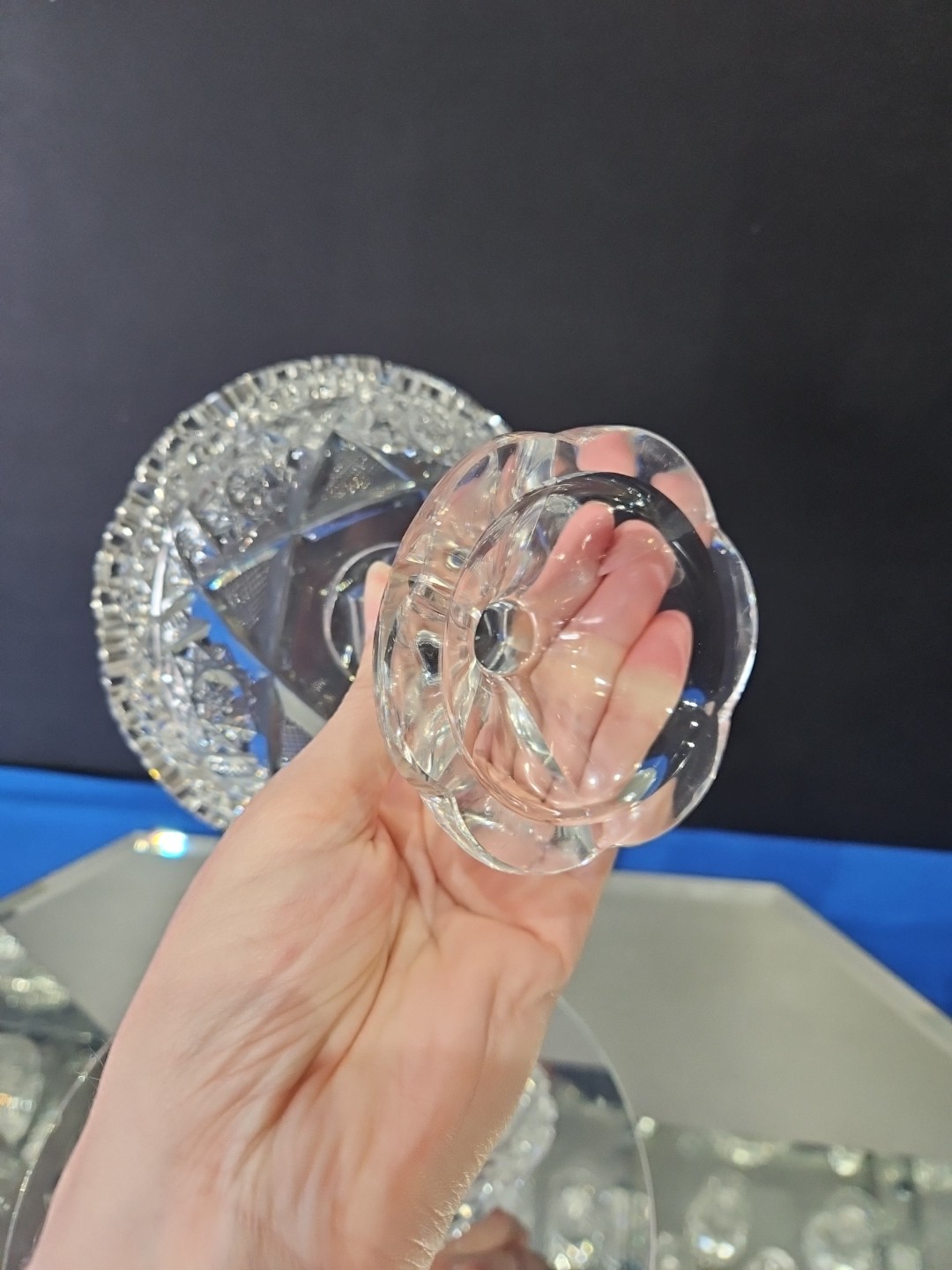 Compote Bowl, American Brilliant Period Cut Glass Crystal Hoare signed Steuben