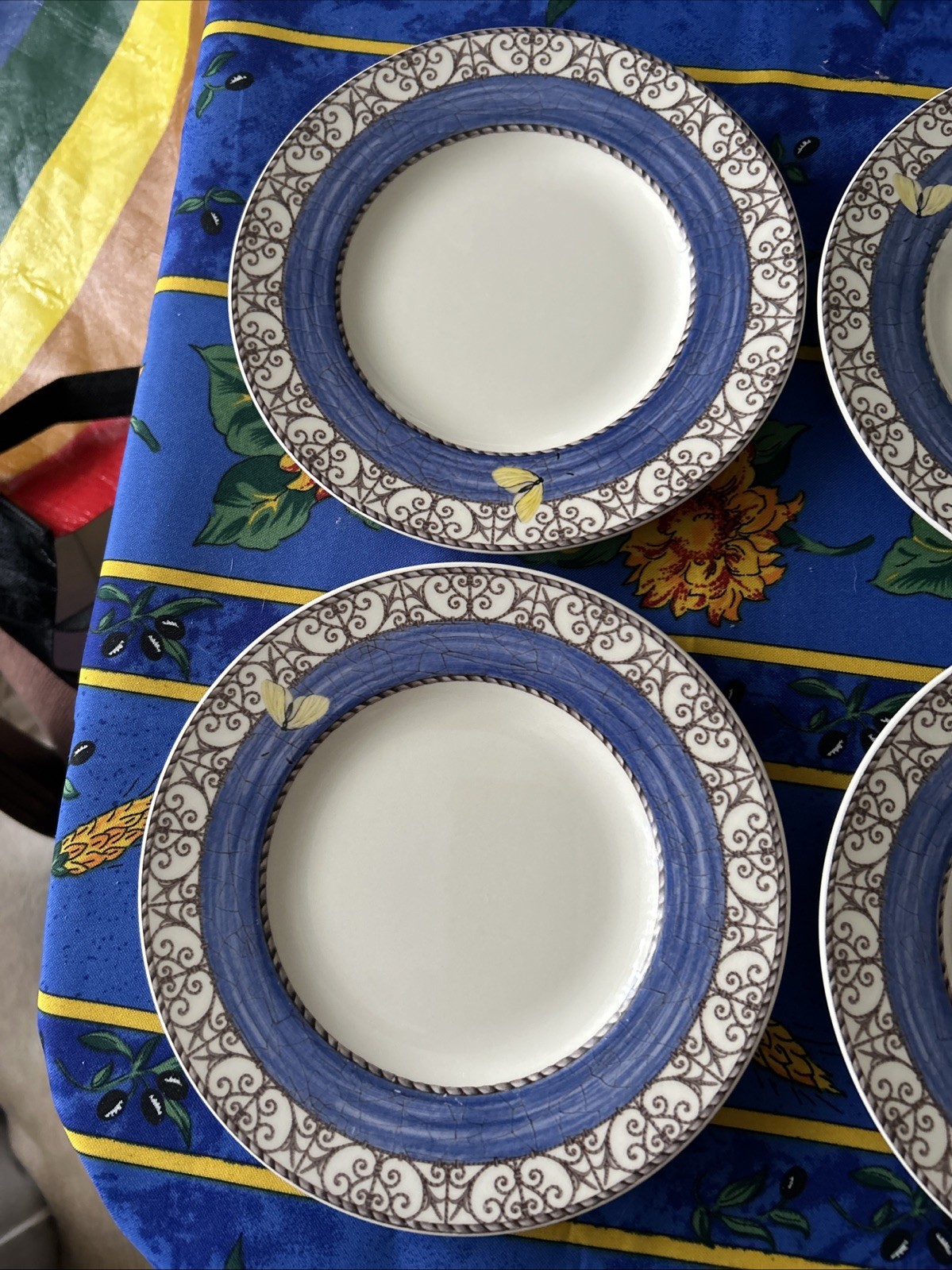 Set/4 Wedgwood Sarah’s Garden Periwinkle Blue Bread & Butter Plates.