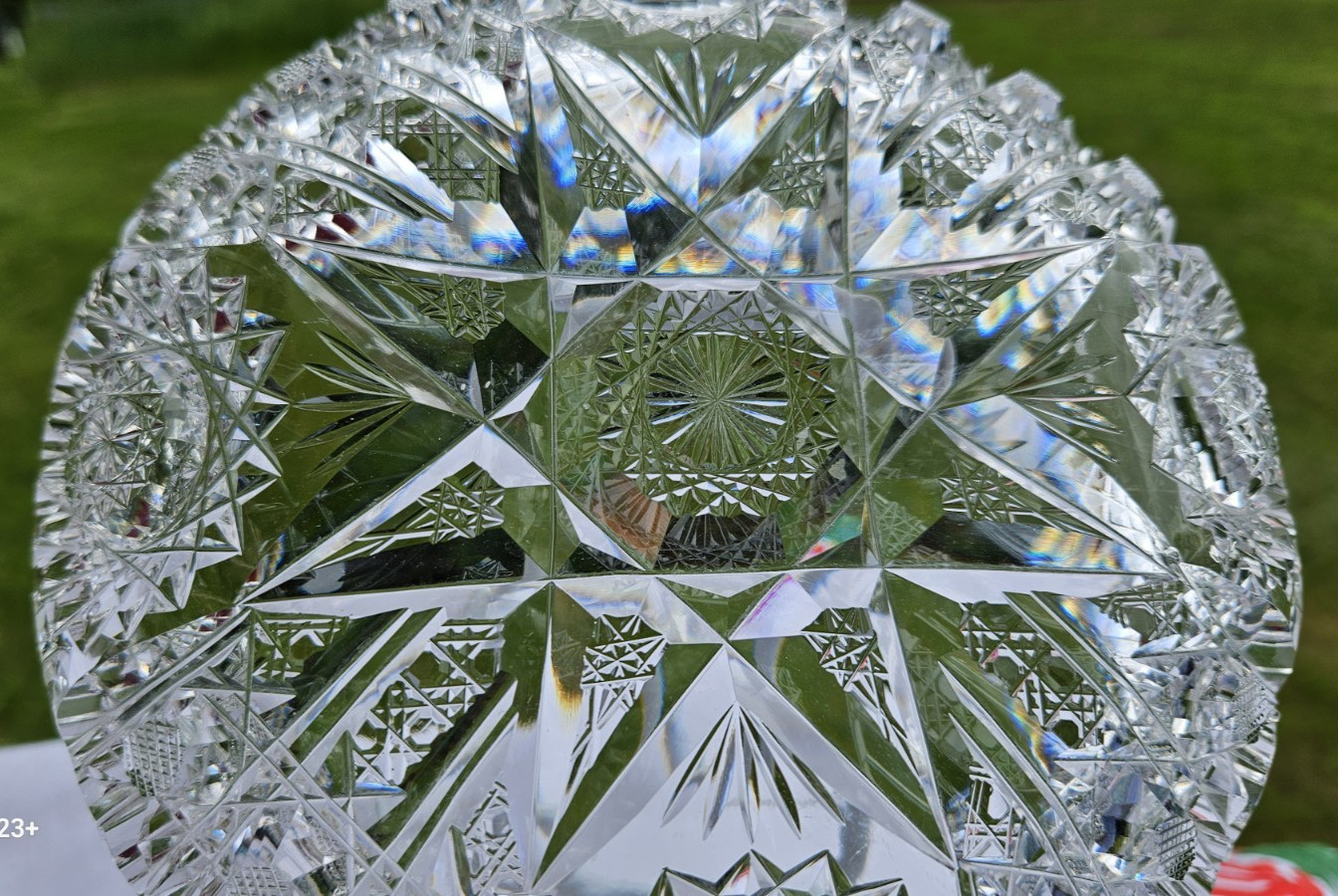 ABP Signed J. Hoare, Pattern Sparkler American Brilliant Cut Glass Small Dish