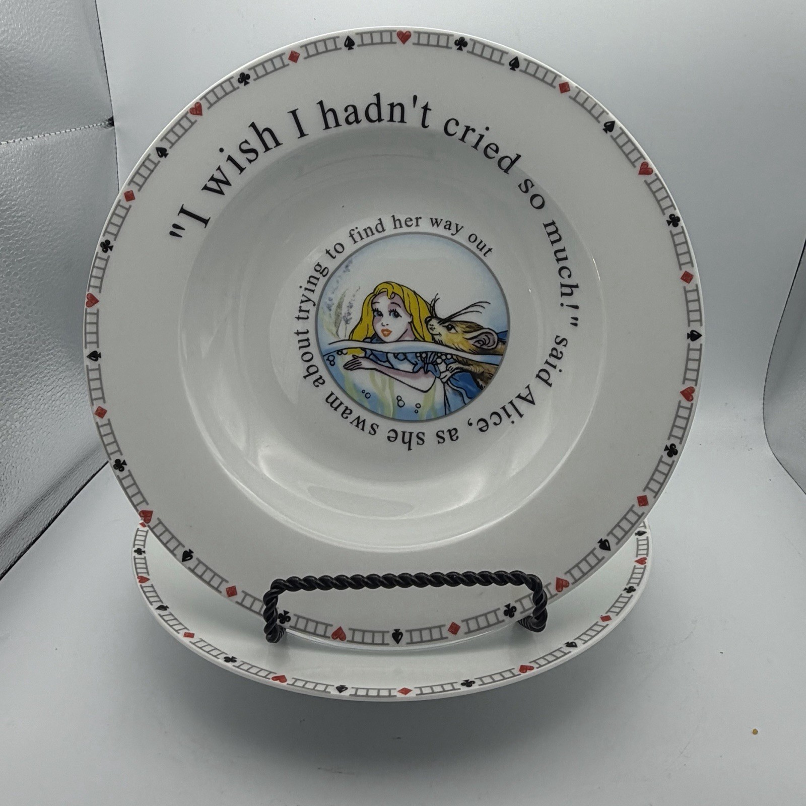 Paul Cardew Alice in Wonderland Cafe 2 Dinner 4 Salad Plate 2 Wide Rim Bowl 2010