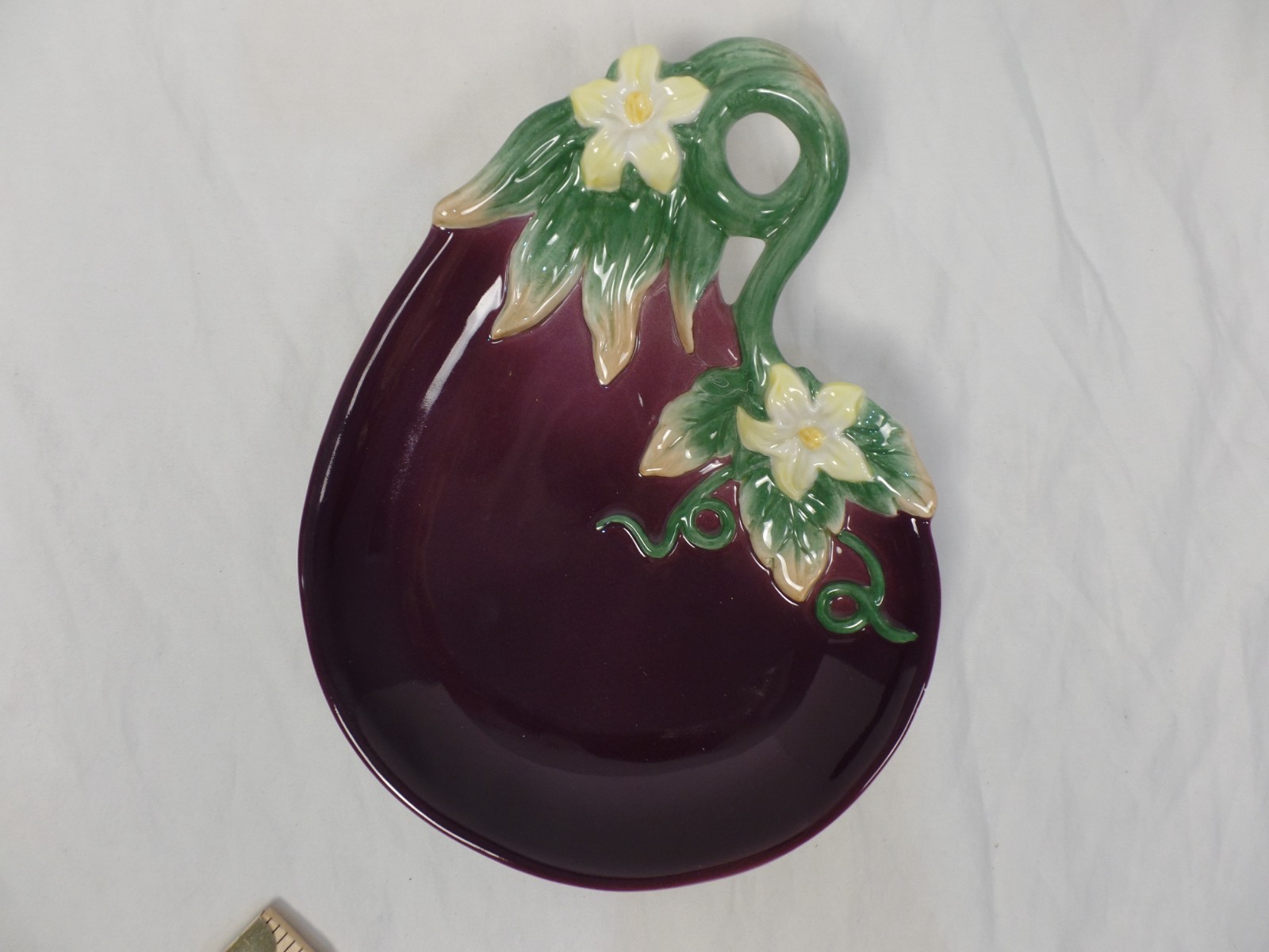 Fitz & Floyd Gardening Gourmet Eggplant Plate Canapé Appetizer Purple 9”