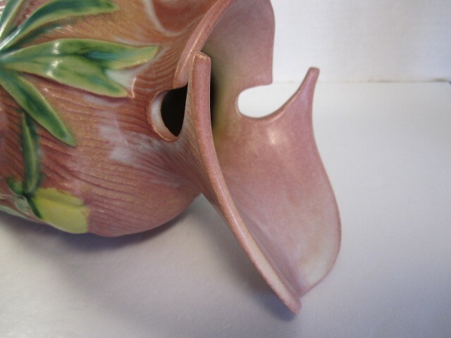 VTG Roseville PEONY Pottery Pink To Green 9-15″ Large Handled Ewer Pitcher