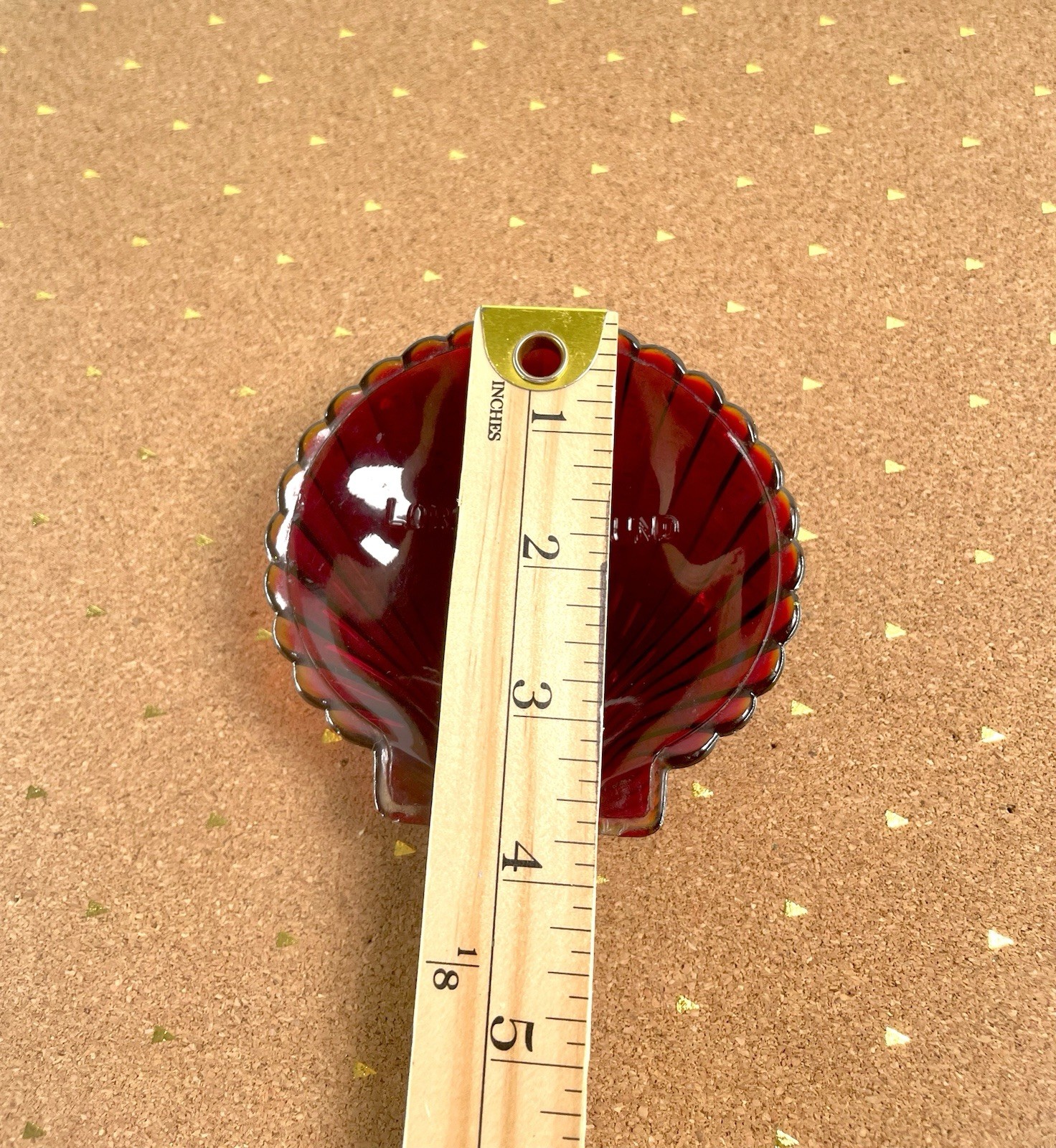 Vintage Ruby Red Cadmium Glass Shell Pattern Candy Dishes Glossy Decorative