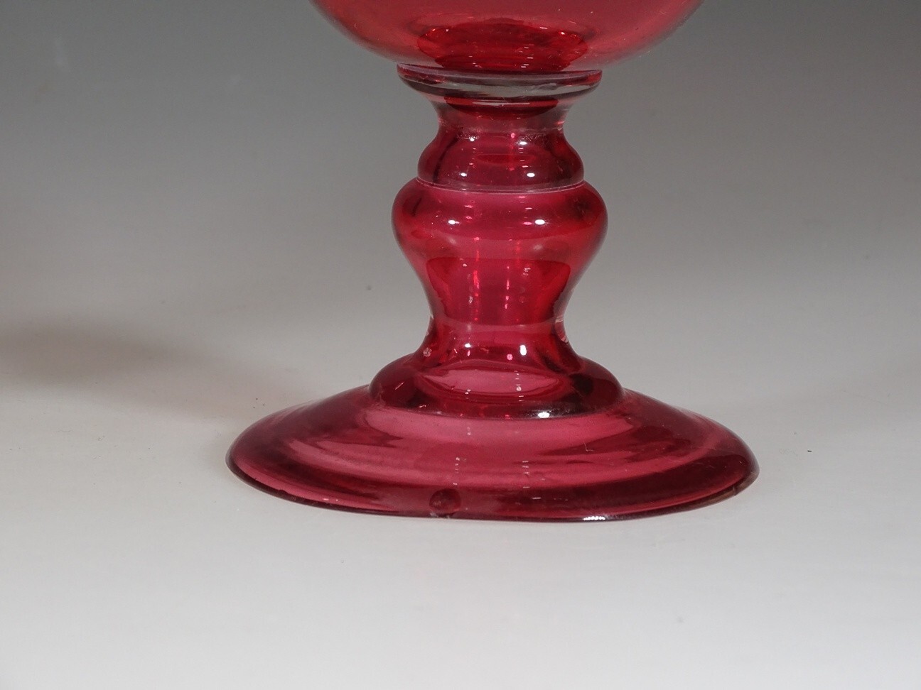 Matched Set of 2 British Victorian Cranberry Glass Compote Crimped Rim c.1895