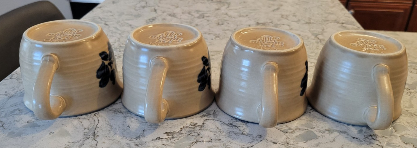 Vintage Pfaltzgraff Folk Art Coffee Mug Cup Hot Chocolate Set of 4