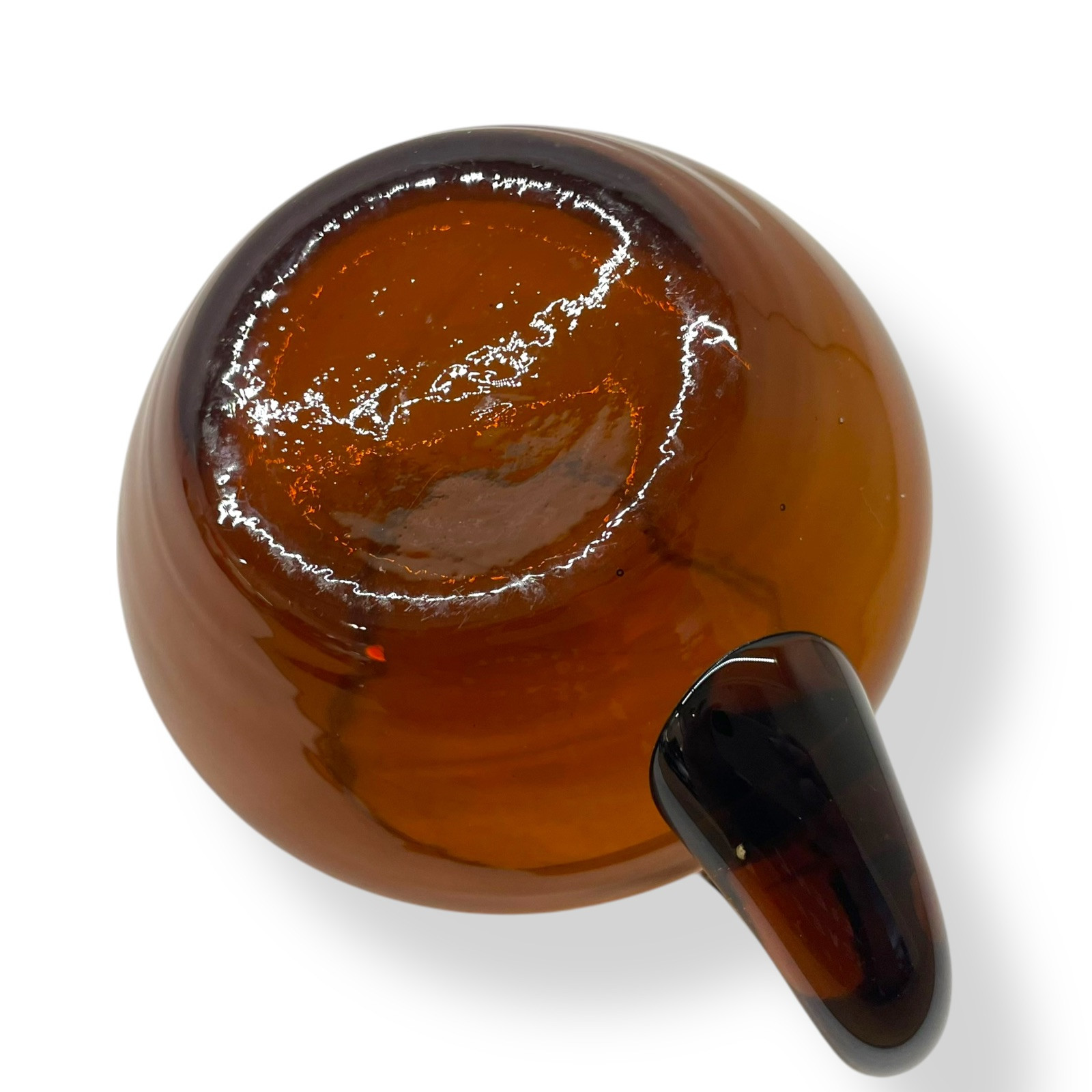Vintage MCM Handblown Amber Glass Cup Mug Angled Slant Asymmetrical