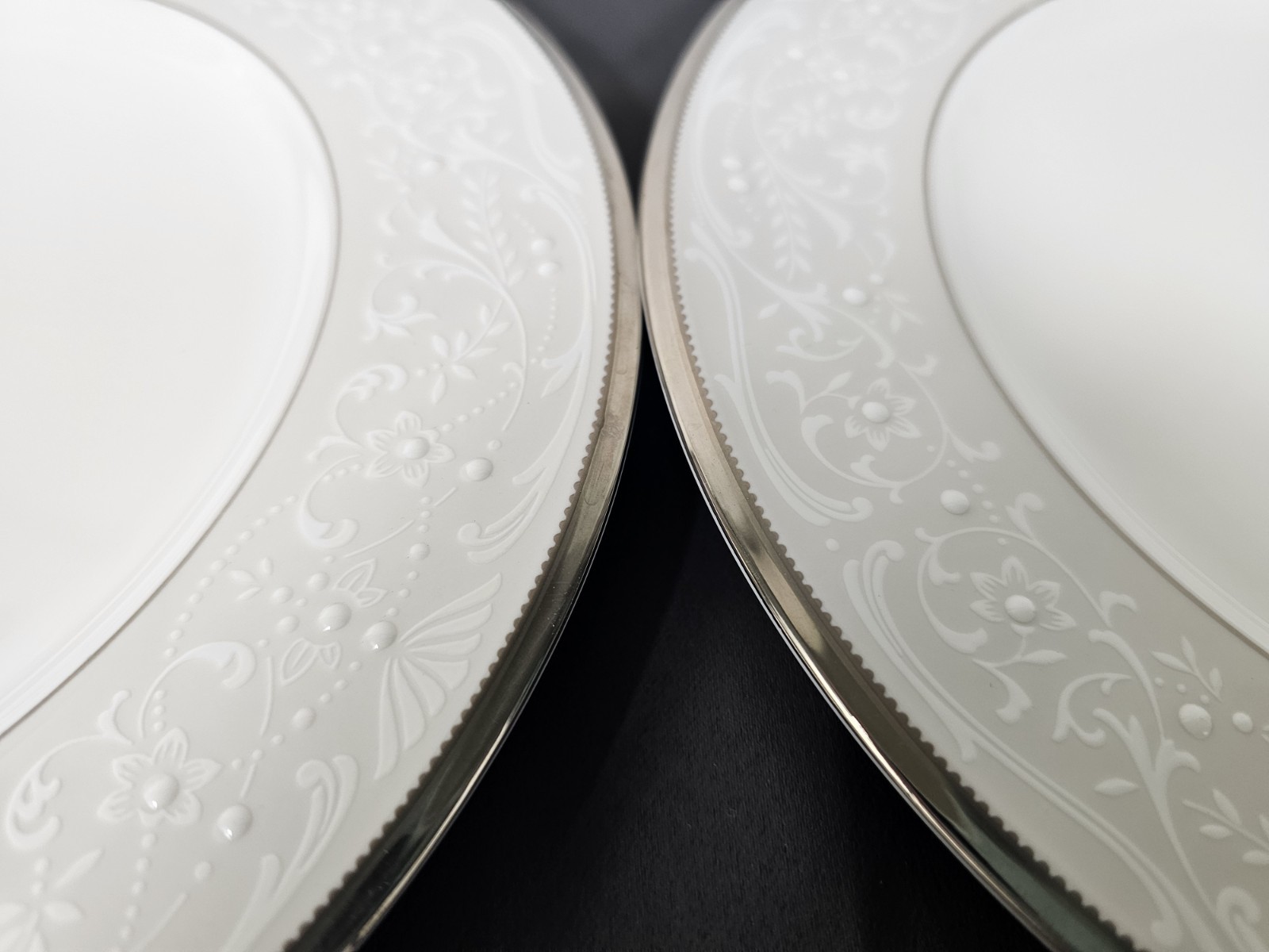 Noritake Silver Palace Bone China Lot 6 Enamel Scroll Dots Platinum Trim Setting
