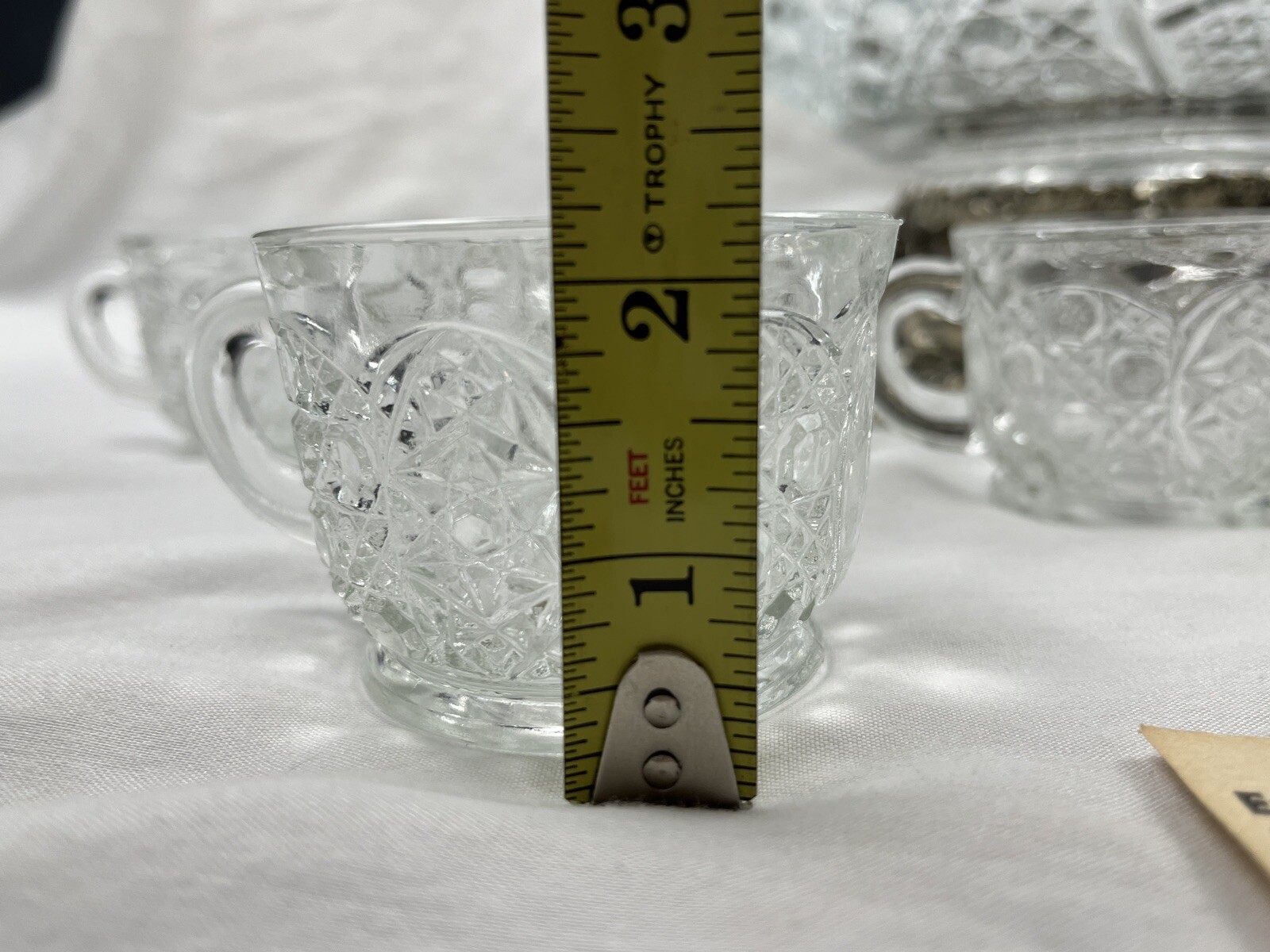L.E.. Smith Daisy Button Punch Bowl Cup Set W/ Metal Stand Vintage MCM 1950s