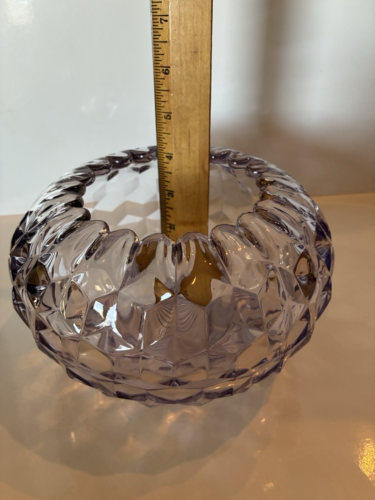 Antique/Vintage Fostoria American Glass Rose Bowl Centerpiece Cube Pattern Set 2