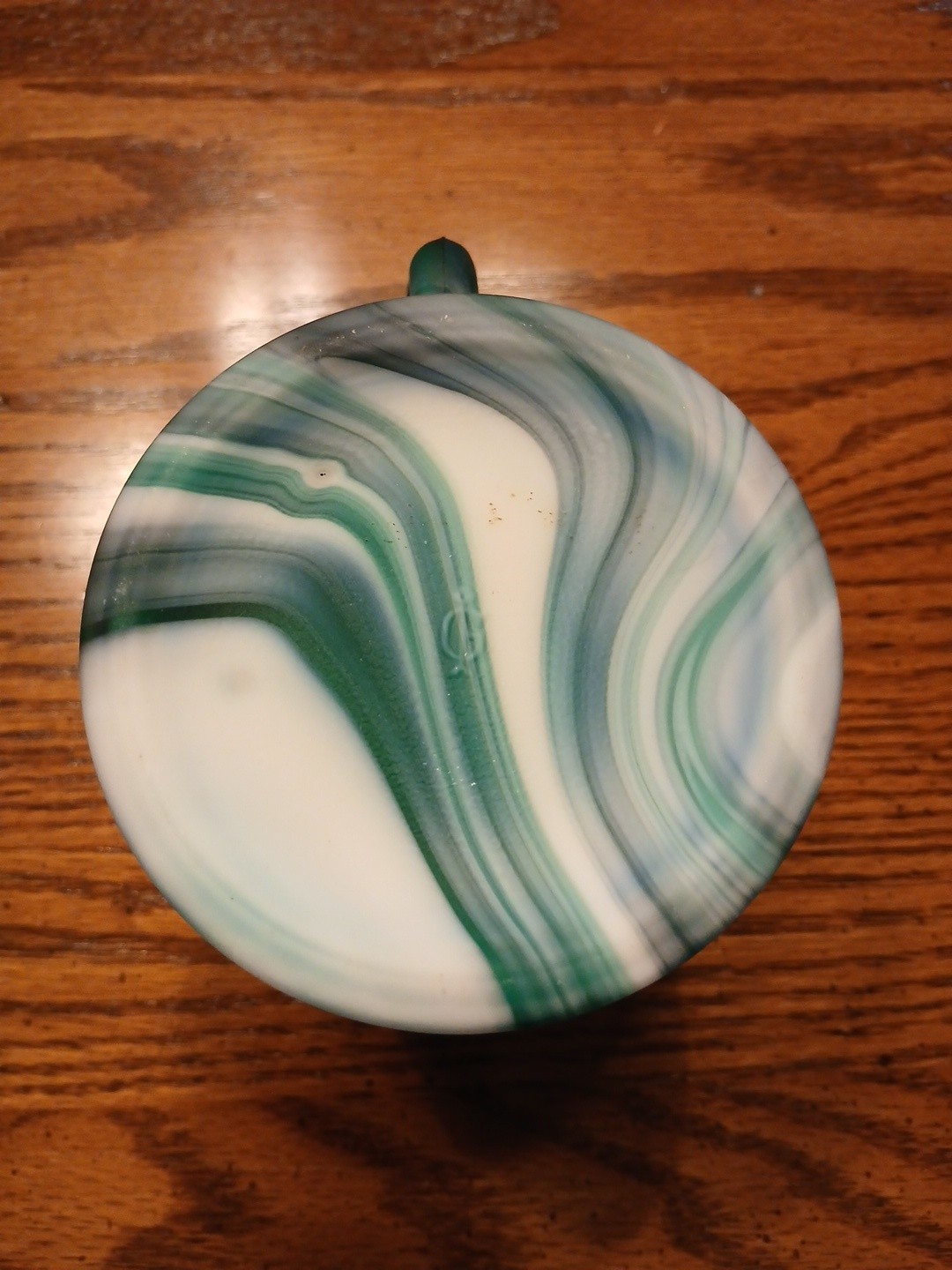 IMPERIAL GLASS Storybook Deep Green Slag Child’s Mug Cup Vintage – Nice!