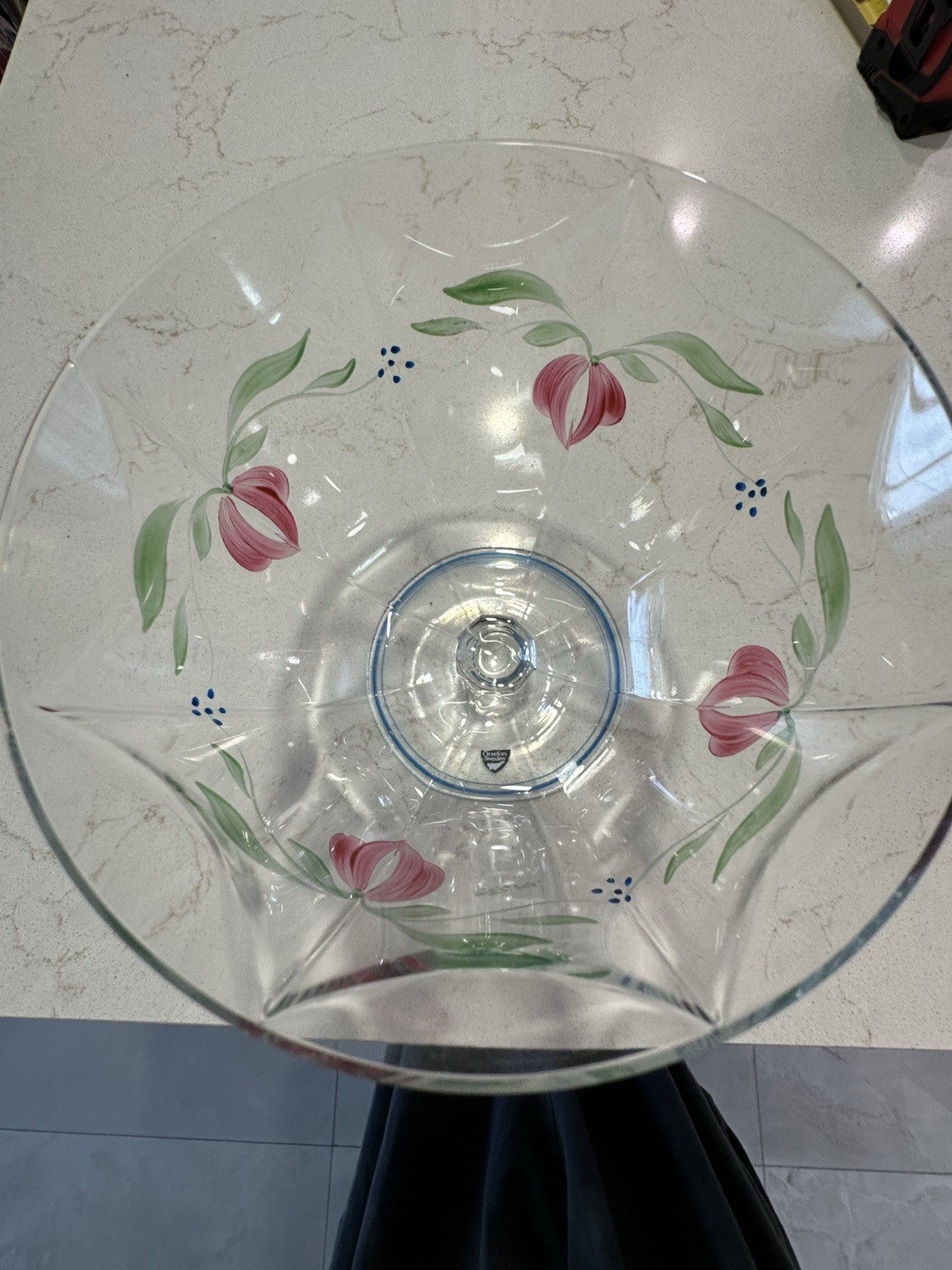 VTG ORREFOS 1980 SIGNED MAJA 7” FOOTED HANDPAINTED CRYSTAL BOWL BY EVA ENGLUND