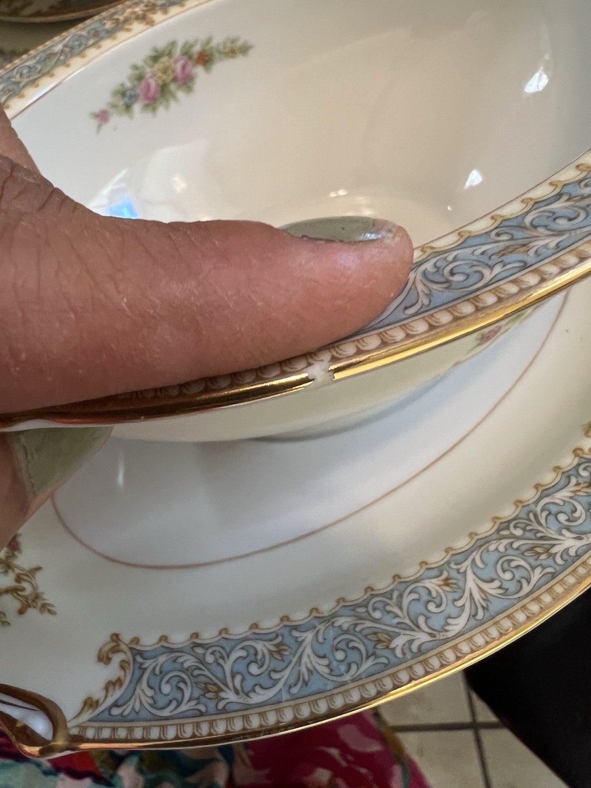 Rose China Noritake Clermont 9 Place Setting Occupied Japan Floral Scroll 84PC