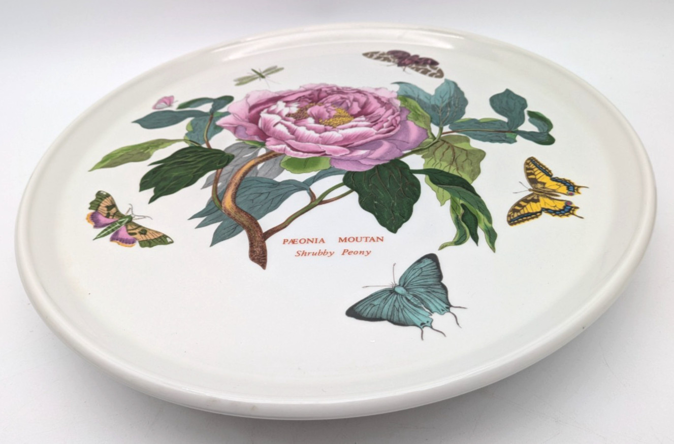 Port Meirion Cake Platter 12″ Round Botanical Garden Peony Butterflies