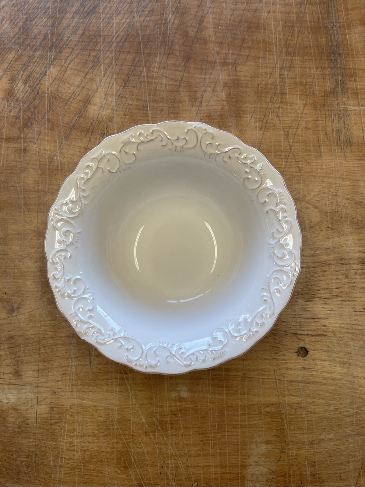 Pier 1 ANTIQUE SCROLL WHITE Coupe Cereal Bowl 7 in 1 ea 3 available