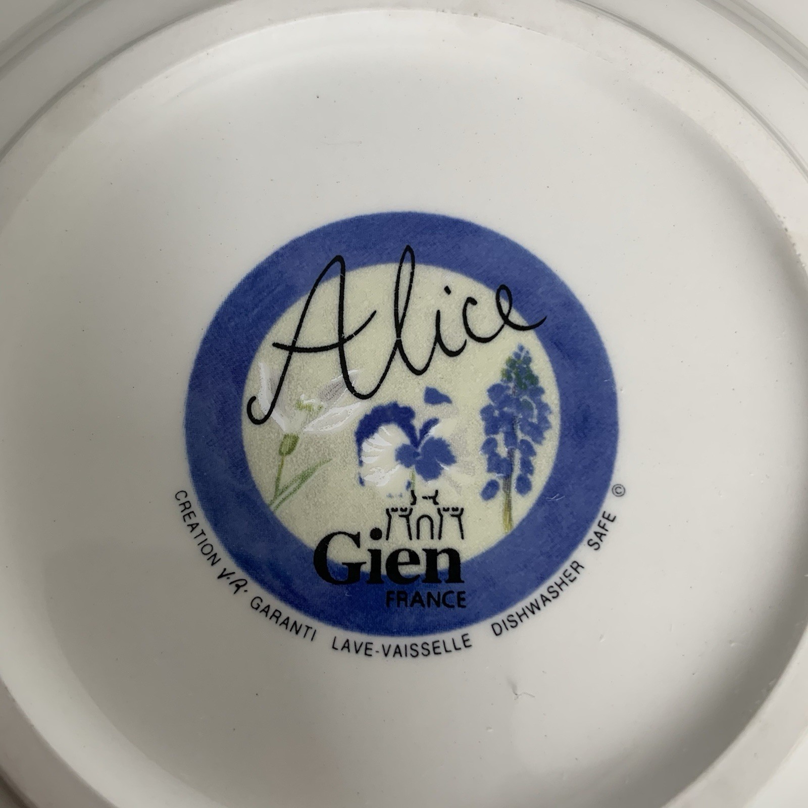 Gien France – Alice Blue Floral Salad Dessert Plates – Set of 4