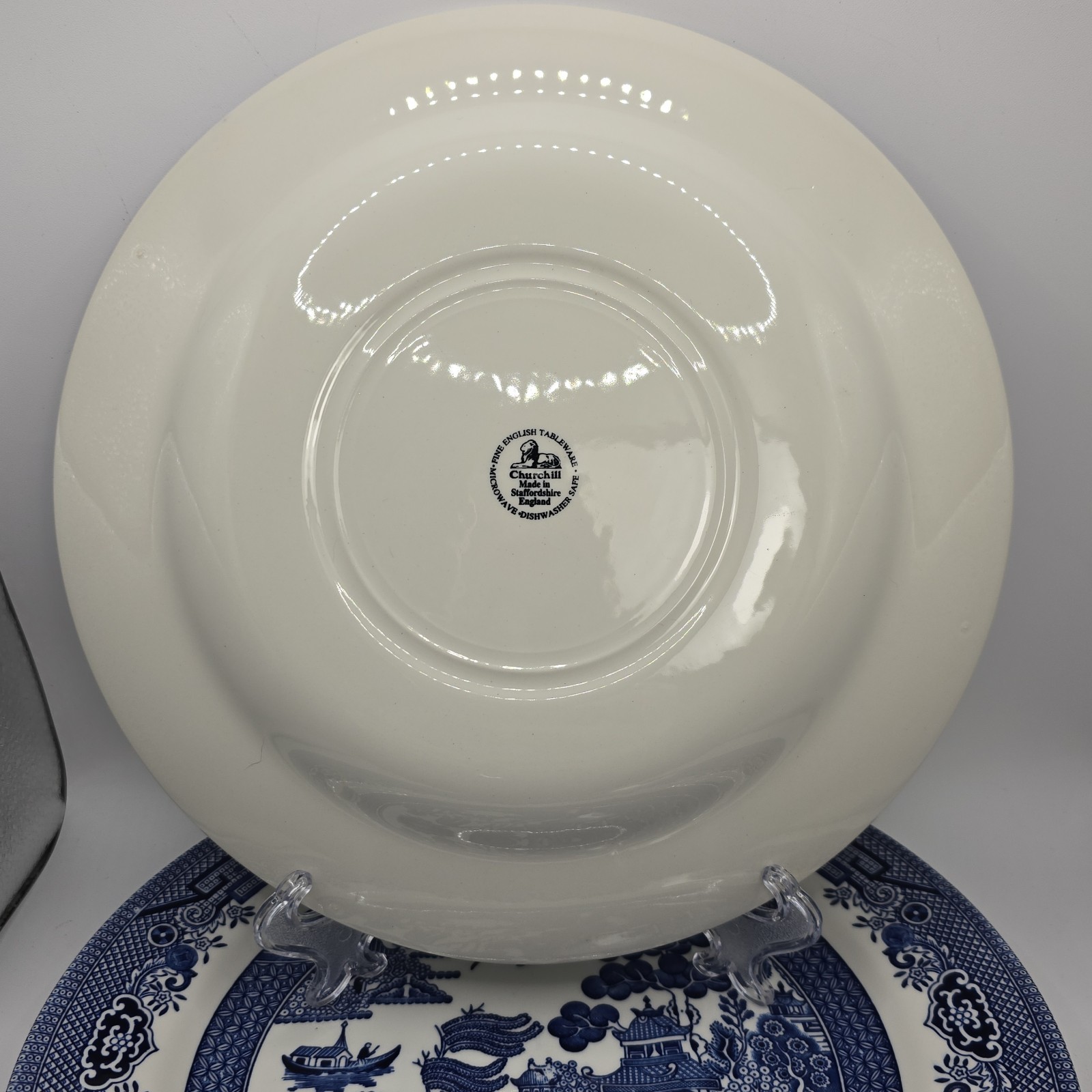 Set of 4 Churchill Blue Willow Dinner Plates 10.25 In England Chinoiserie