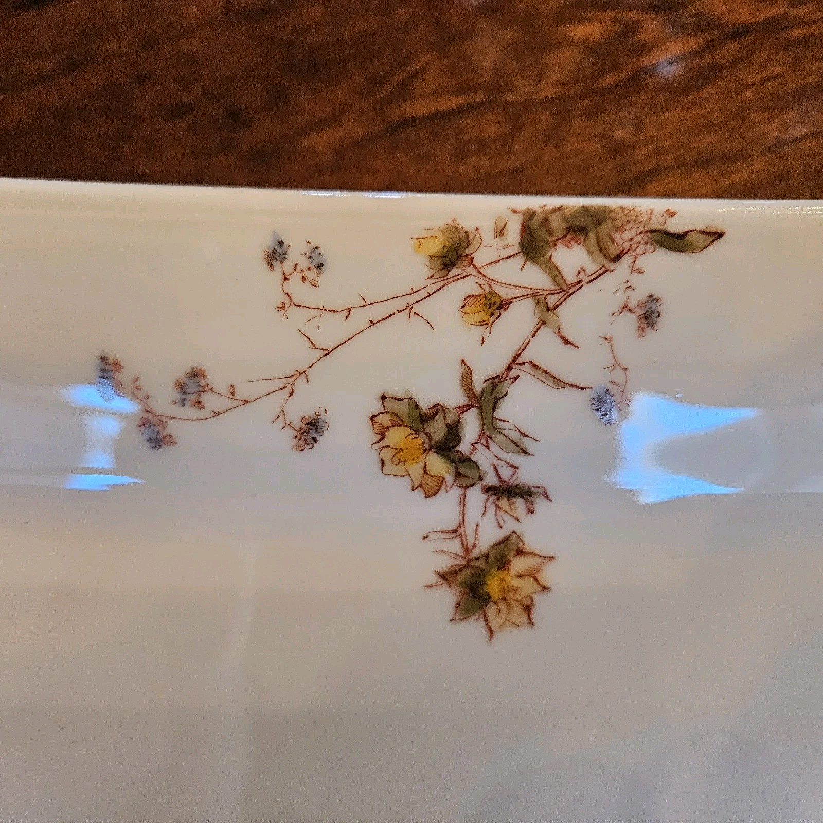 14″ Haviland Limoges Blue Green Yellow Rose Rust Gold Platter Tray Schleiger 266