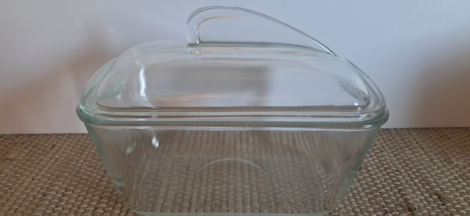 Vintage Clear Glasbake Art Deco Fin Lid Bread Casserole Lidded 1.5 Quart Dish