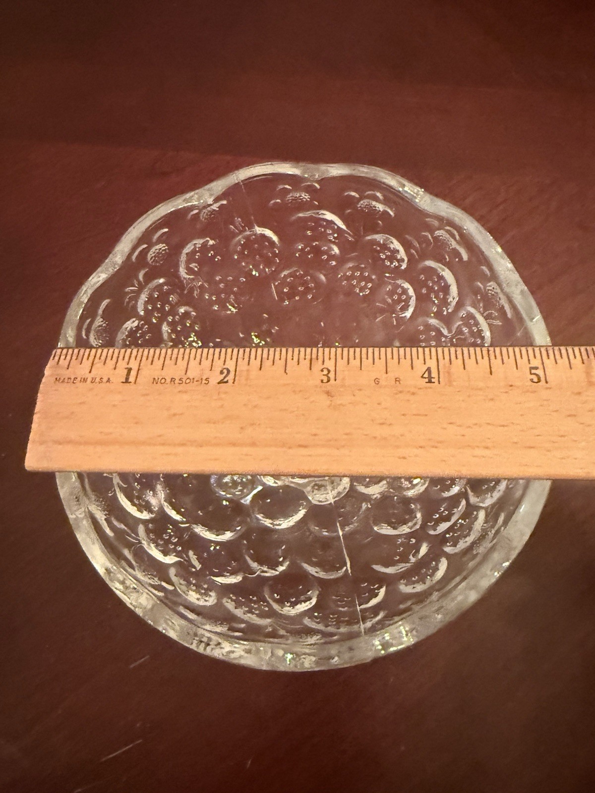 Vintage Clear Pressed Glass Strawberry Pattern Pedestal Or Compote Bowl