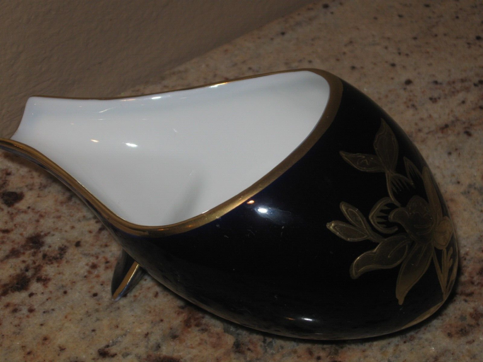 ECHT KOBALT JLMENAU COBALT BLUE GOLD FLORAL DESIGN GERMANY SPOONREST