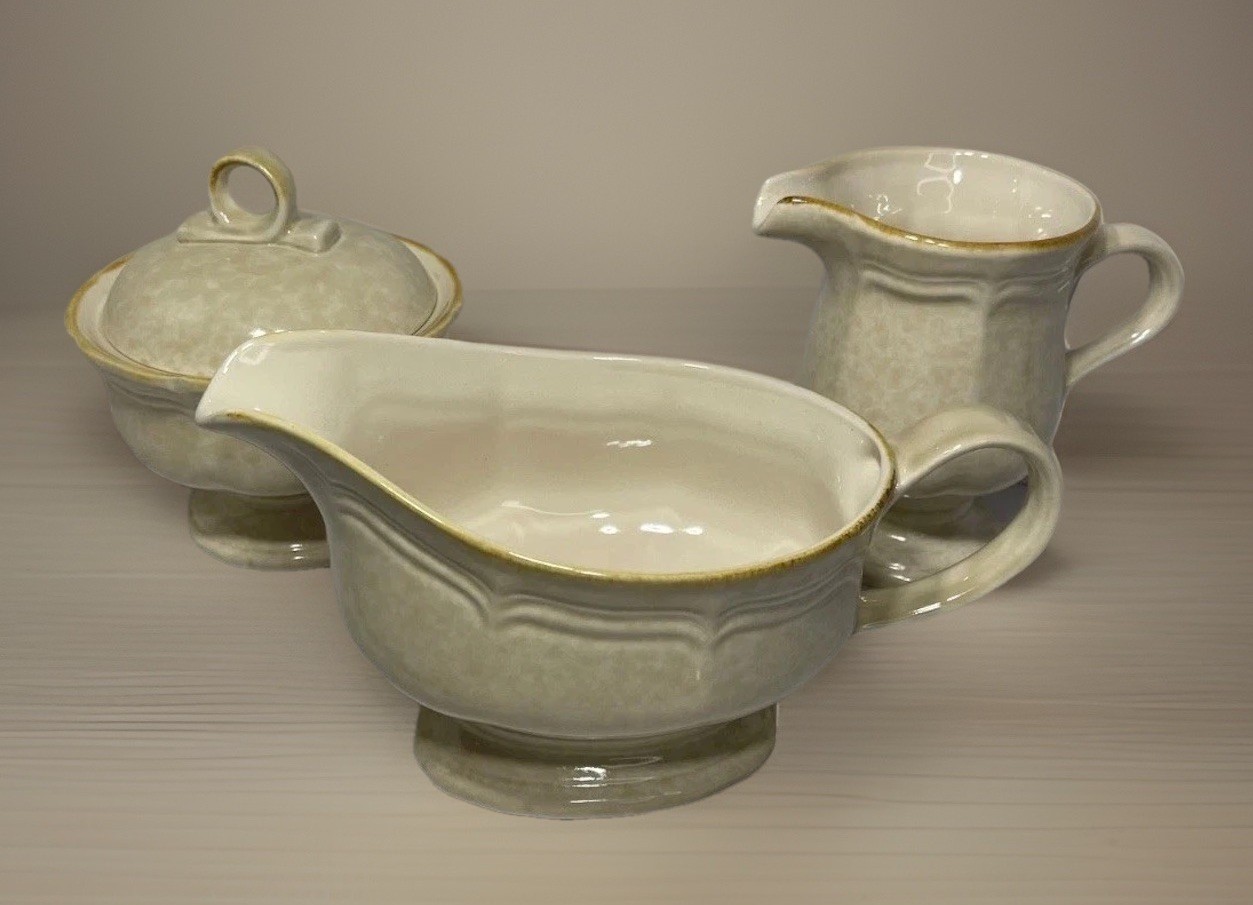 Mikasa FG 000 Country Charm Set Gravy Boat Creamer-Sugar Bowl W/Lid VintageJapan