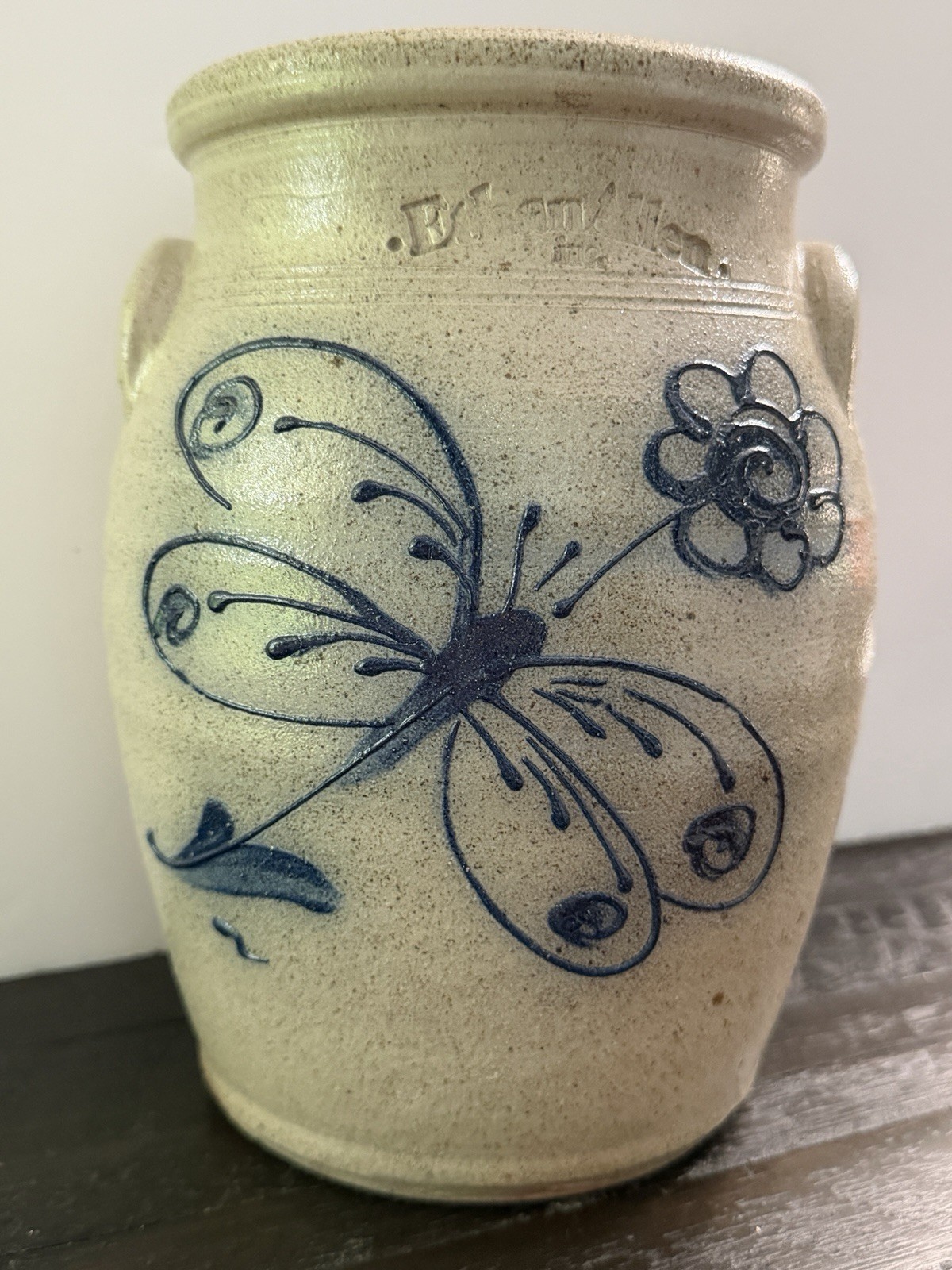 Vintage Ethan Allen Stoneware Crock RPW Robinson Ransbottom Hand Painted Cobalt